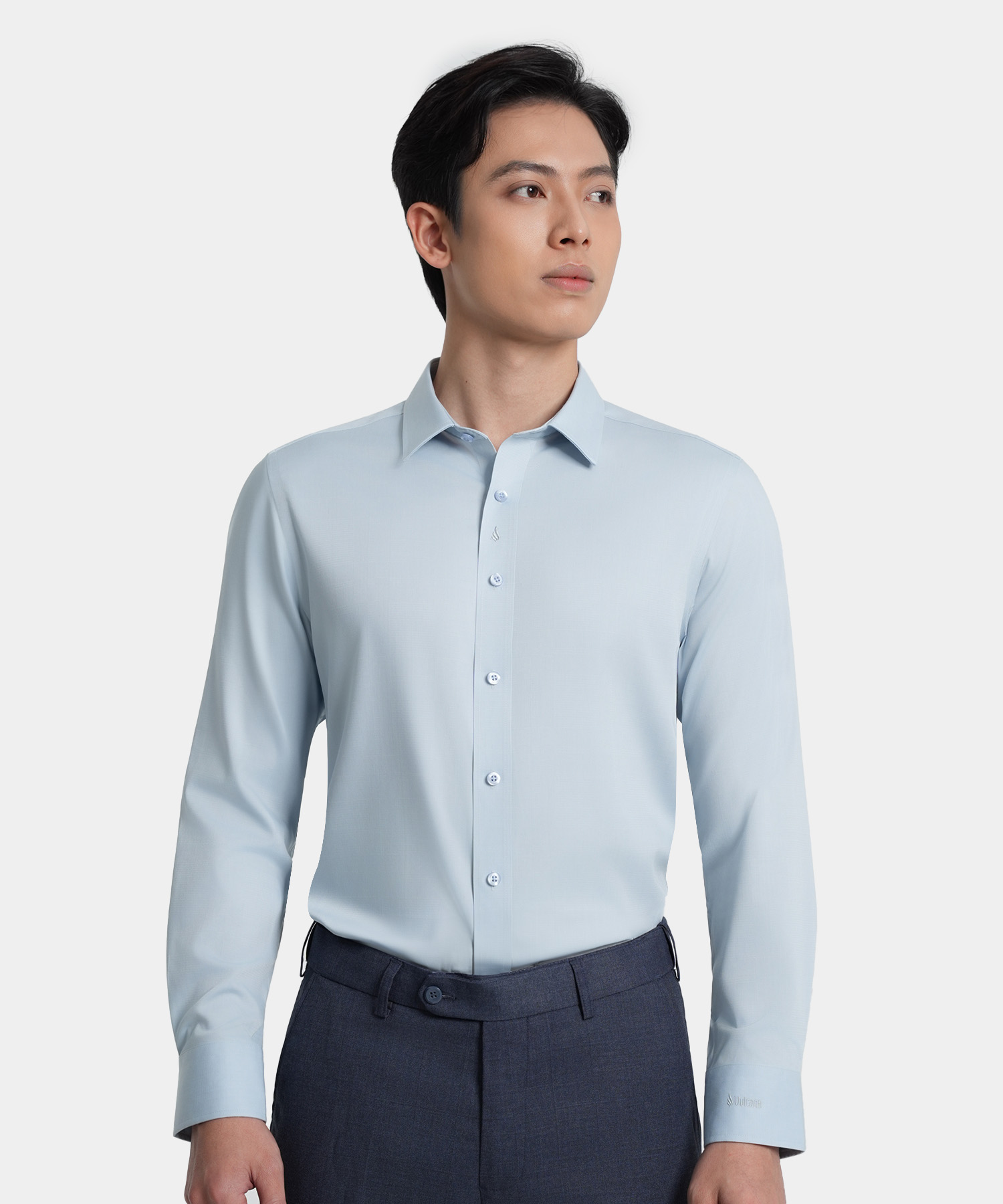 Áo Sơ Mi Dài Tay Nam Cao Cấp B11 - Màu Xanh Pastel Kẻ Chìm