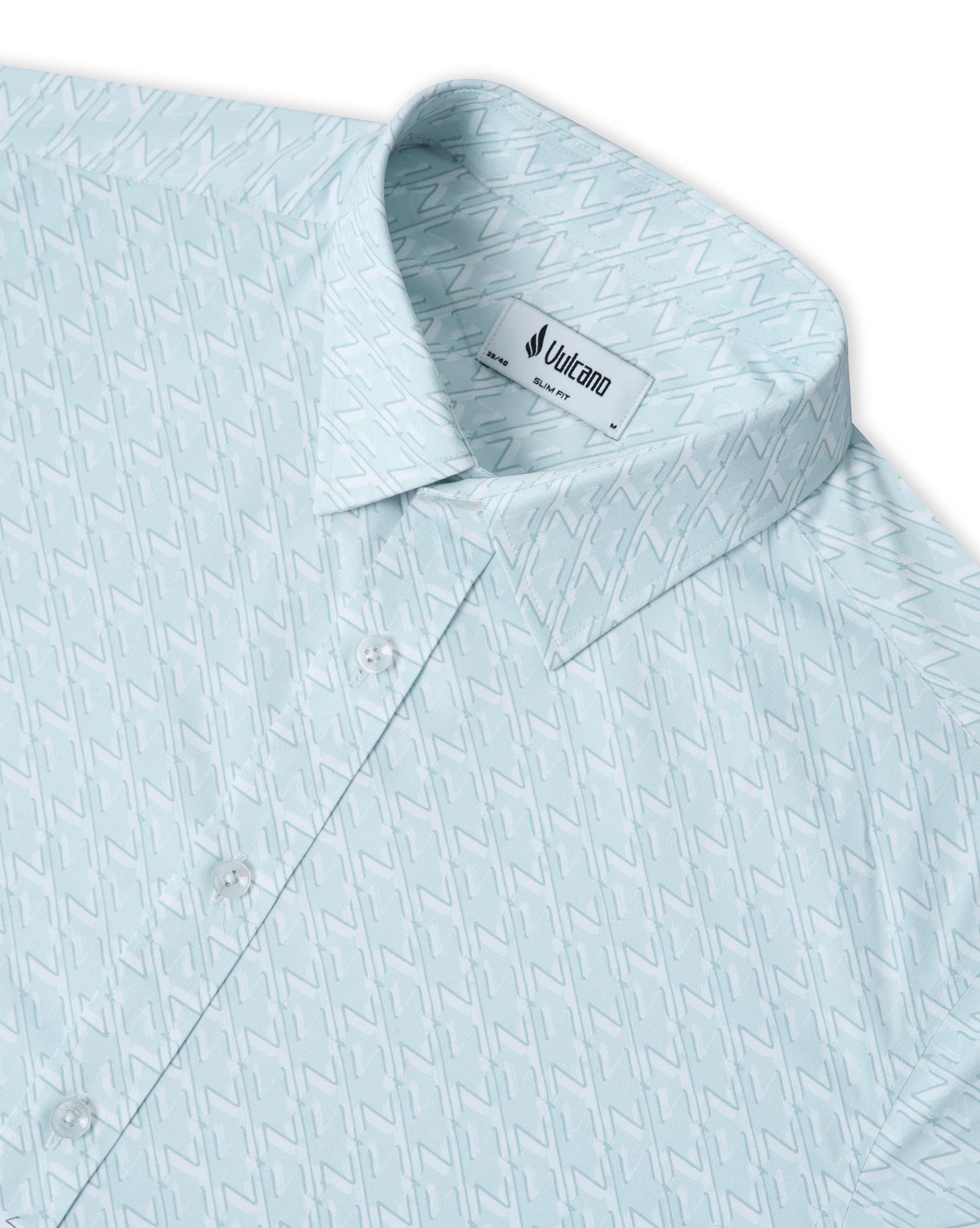 Áo Sơ Mi Ngắn Tay Nam Cao Cấp 5013A - Màu Xanh Da Trời Hoạ Tiết Monogram