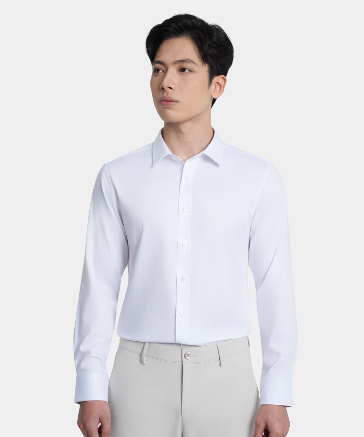 Áo Sơ Mi Dài Tay Nam Hoạ Tiết AS.25.B11 - Trắng