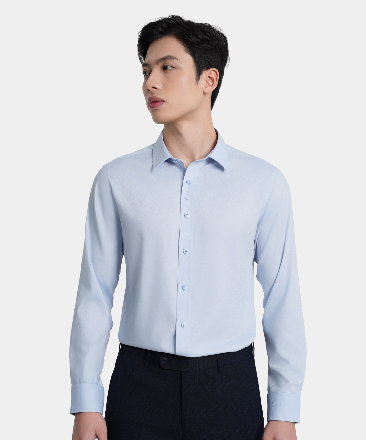 Áo Sơ Mi Dài Tay Nam Hoạ Tiết AS.25.C10 - Xanh