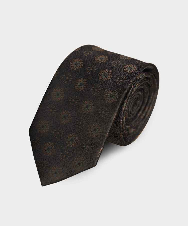 Cà Vạt Nam Màu Nâu Họa Tiết C091