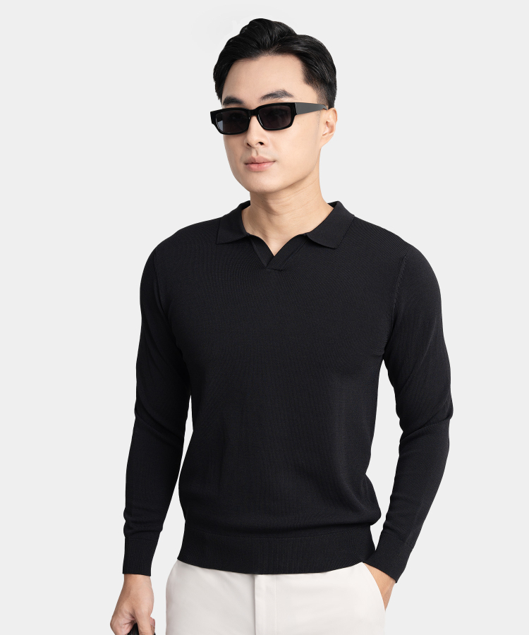 Áo Len Nam Cổ Bẻ LC.25.A2 - Đen