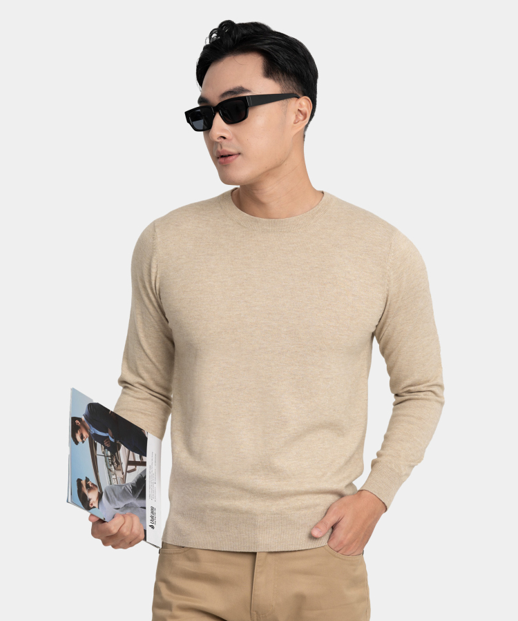 Áo Len Cổ Tròn LT.25.A1 Lông Cừu - Be