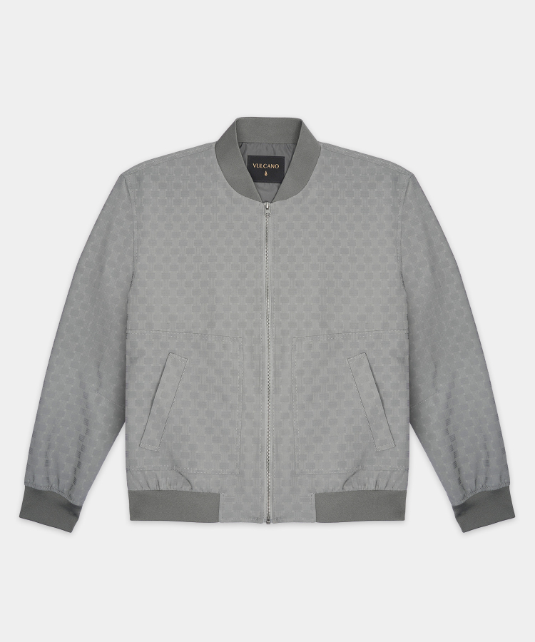 Áo Jacket Bomber Nam In Hoạ Tiết RB.25.A4 - Xám