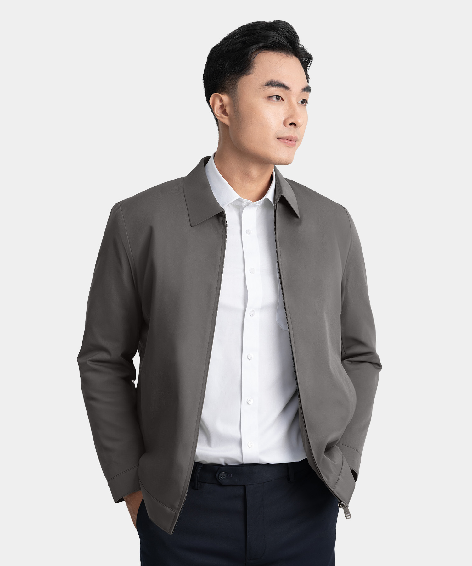 Áo Jacket Nam Cổ Bẻ Chần Bông RT.25.A2 - Ghi