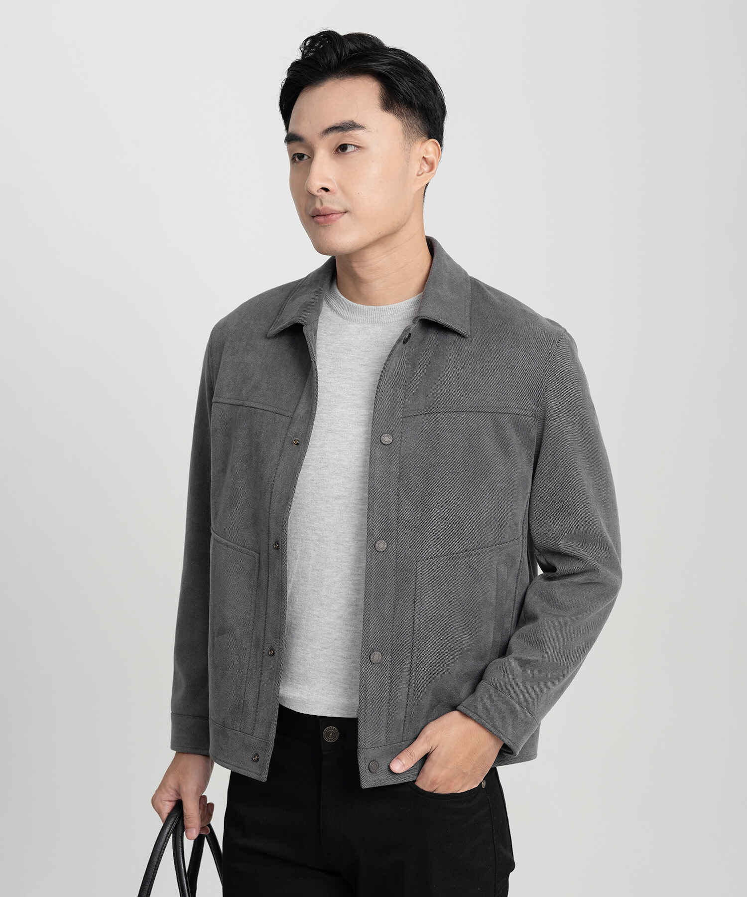 Áo Khoác Nam Cổ Bẻ Nhung Tăm RT.25.A6 - Xám
