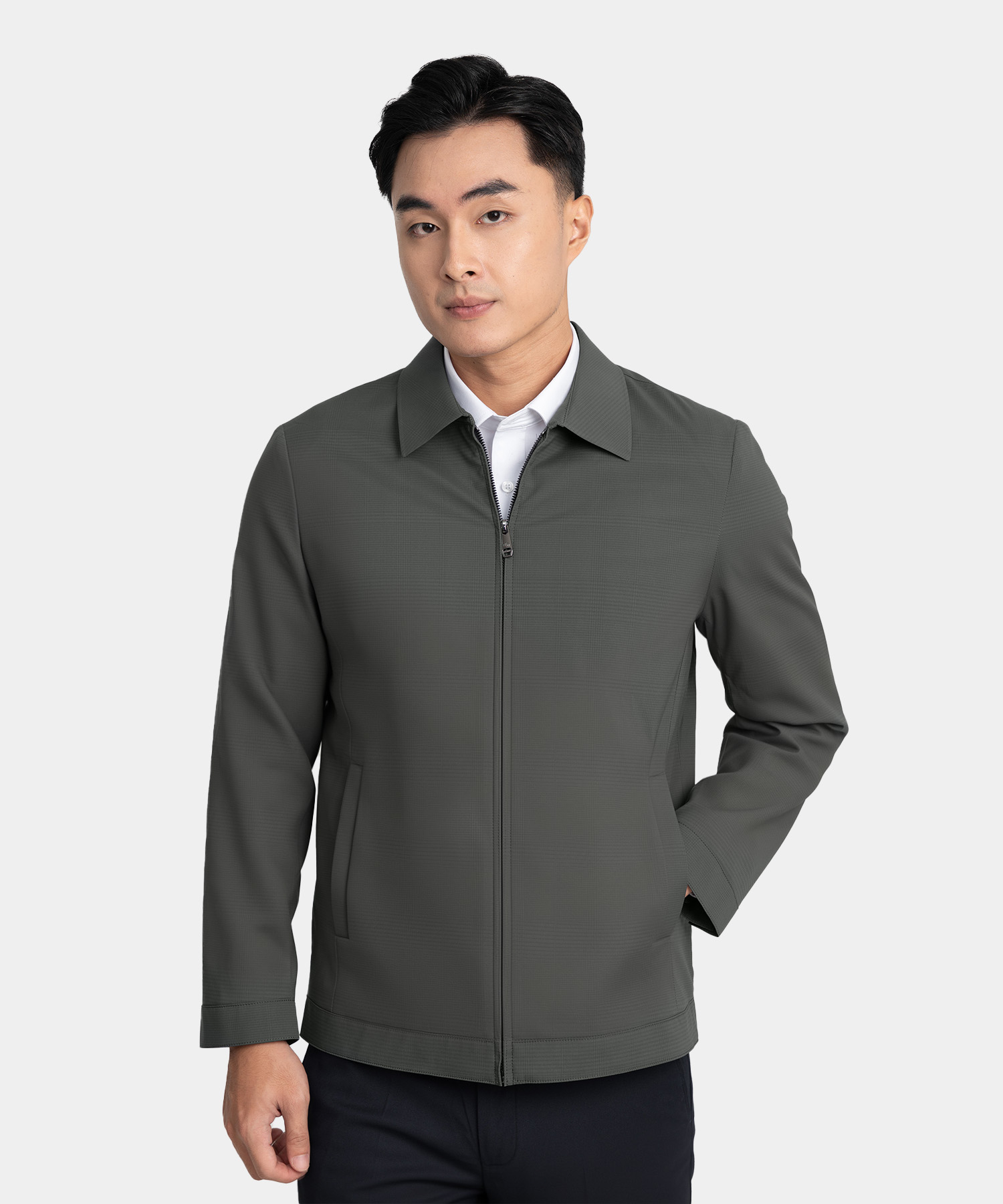 Áo Khoác Cổ Bẻ Họa Tiết Chìm RT.25.B3  - Ghi