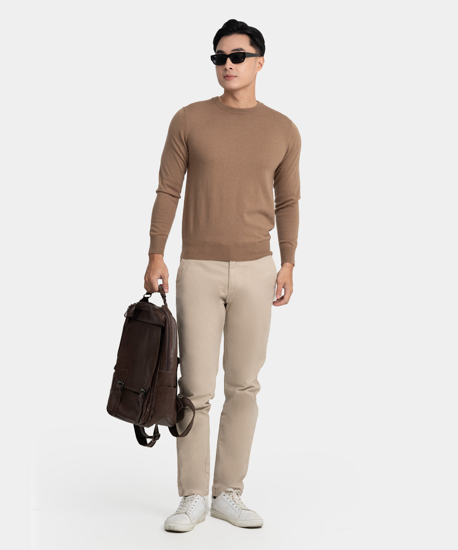 Áo Len Cổ Tròn LT.25.A1 Lông Cừu - Nâu