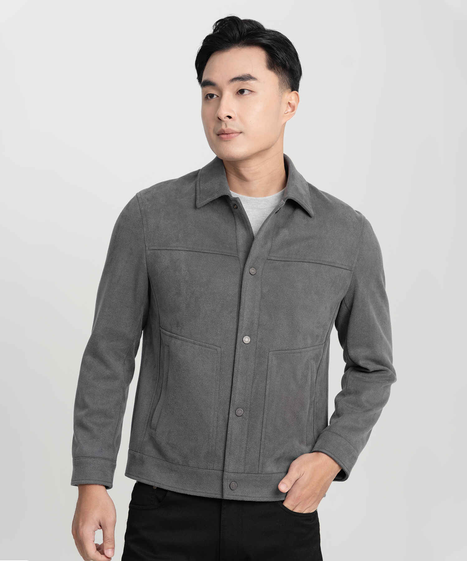Áo Khoác Nam Cổ Bẻ Nhung Tăm RT.25.A6 - Xám