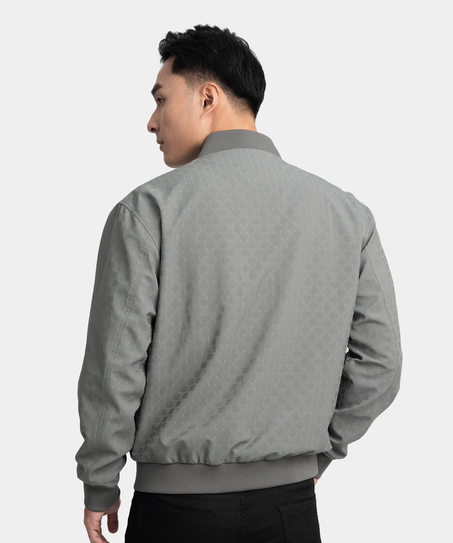 Áo Jacket Bomber Nam In Hoạ Tiết RB.25.A4 - Xám