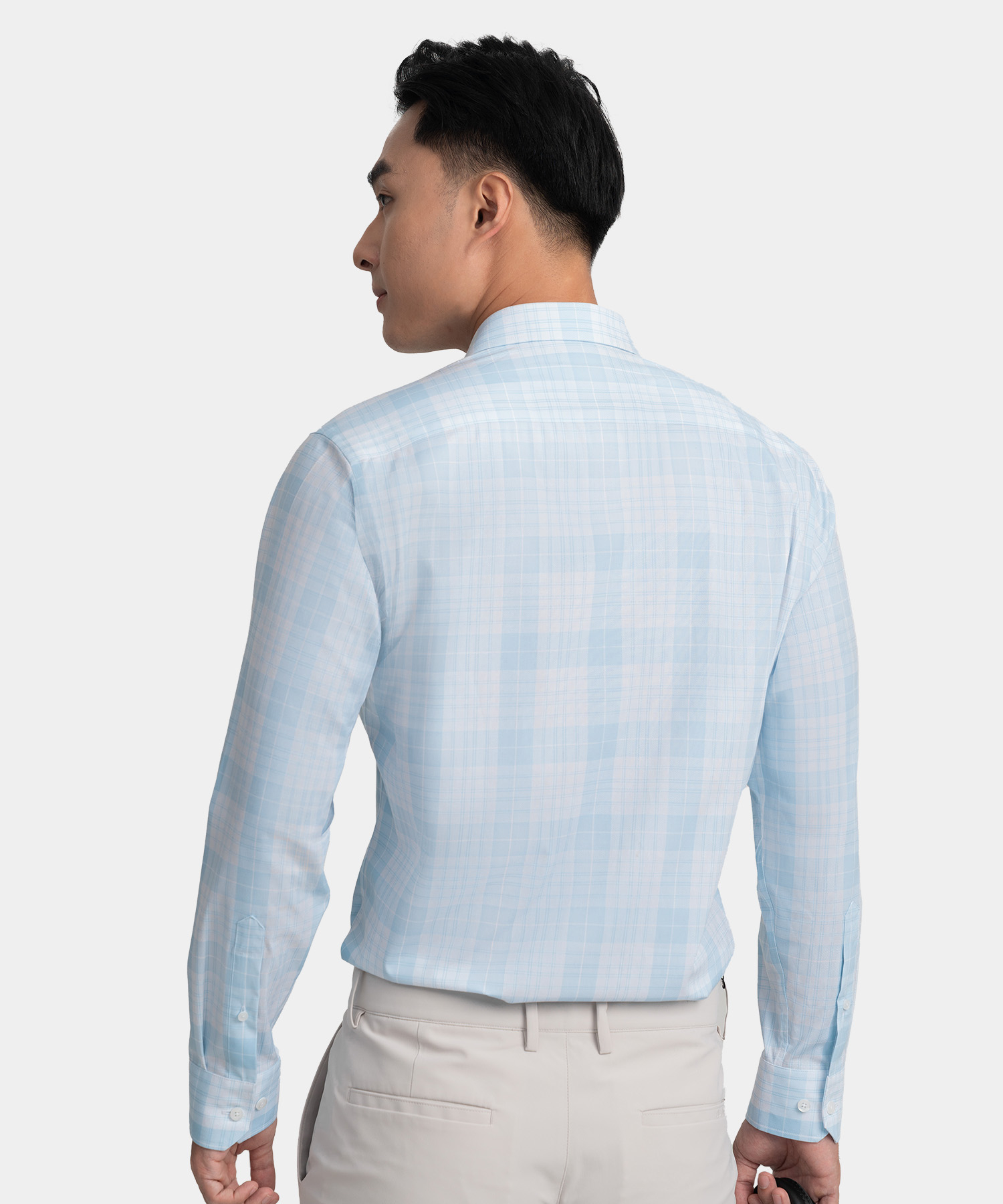 Áo Sơ Mi Dài Tay Nam Kẻ Ô AS.25.B14 - Xanh Da Trời