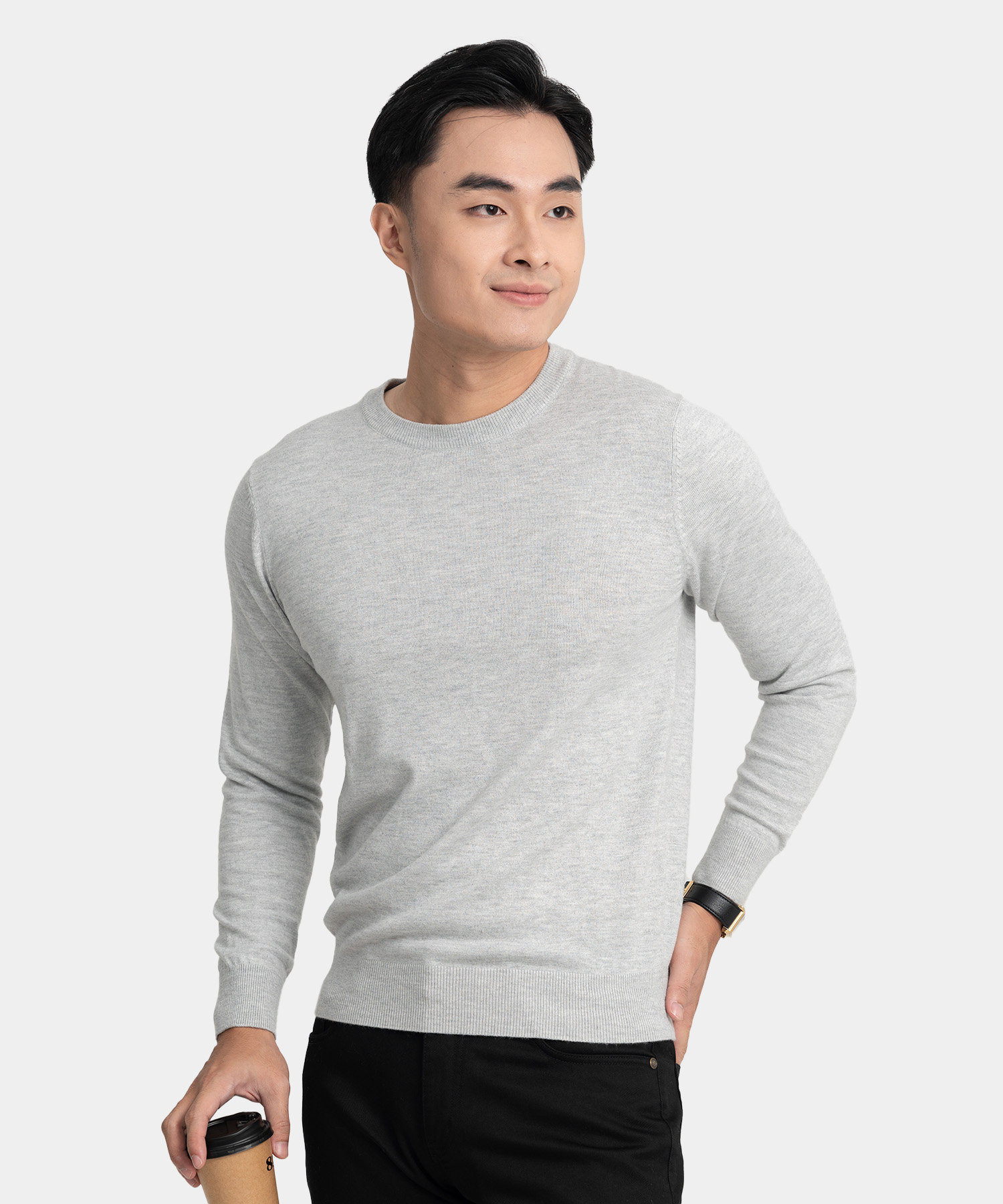 Áo Len Cổ Tròn LT.25.A1 Lông Cừu - Xám
