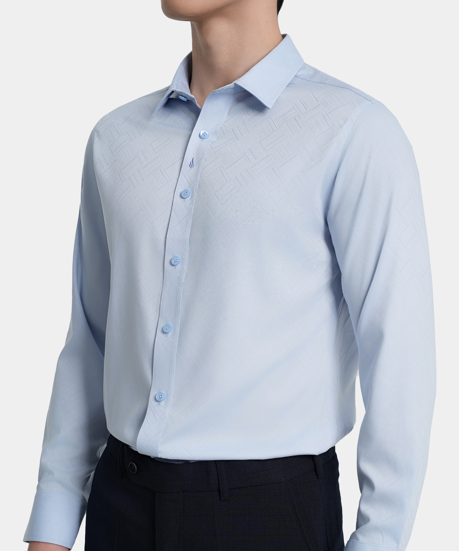 Áo Sơ Mi Dài Tay Nam Hoạ Tiết AS.25.C10 - Xanh