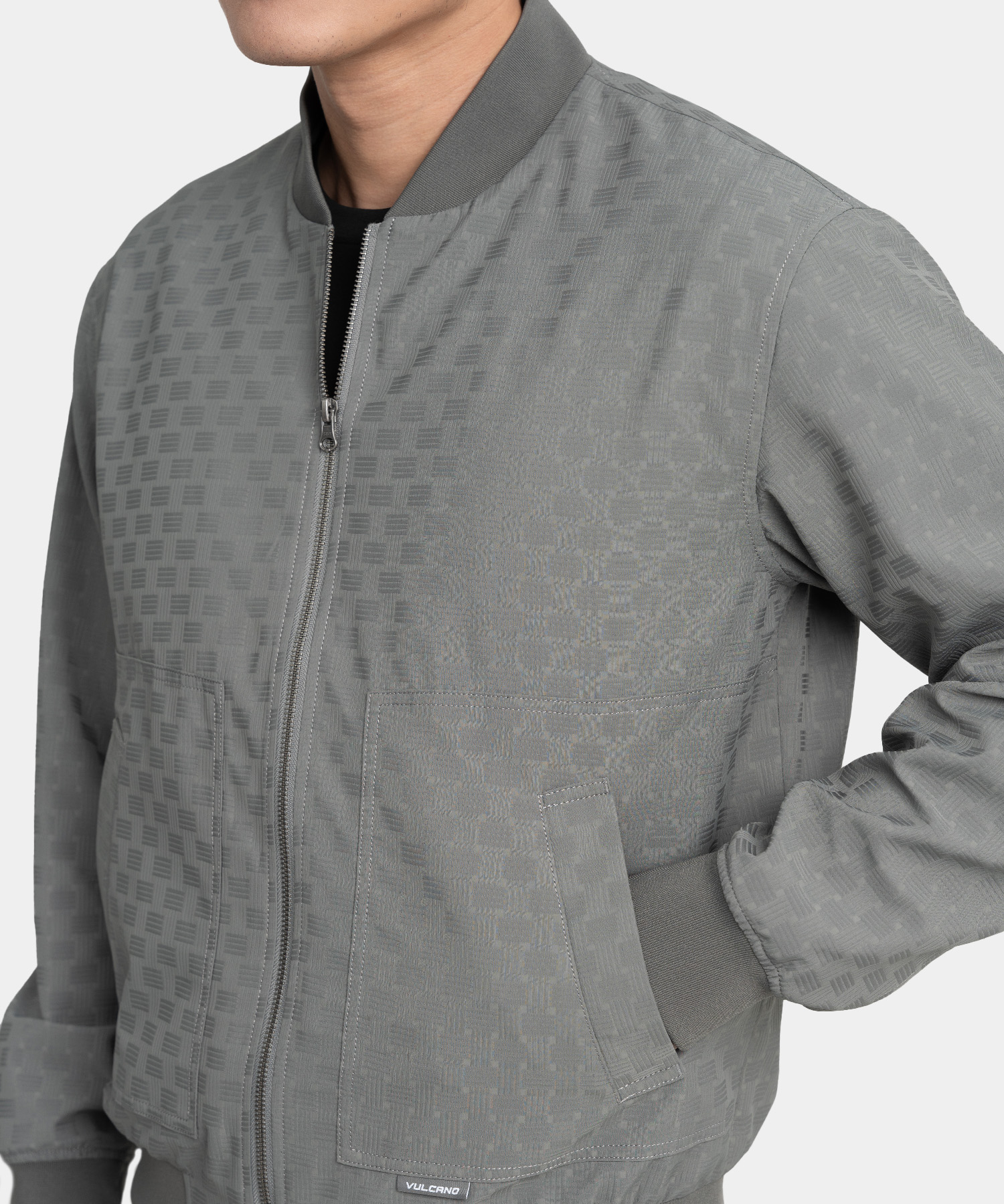 Áo Jacket Bomber Nam In Hoạ Tiết RB.25.A4 - Xám