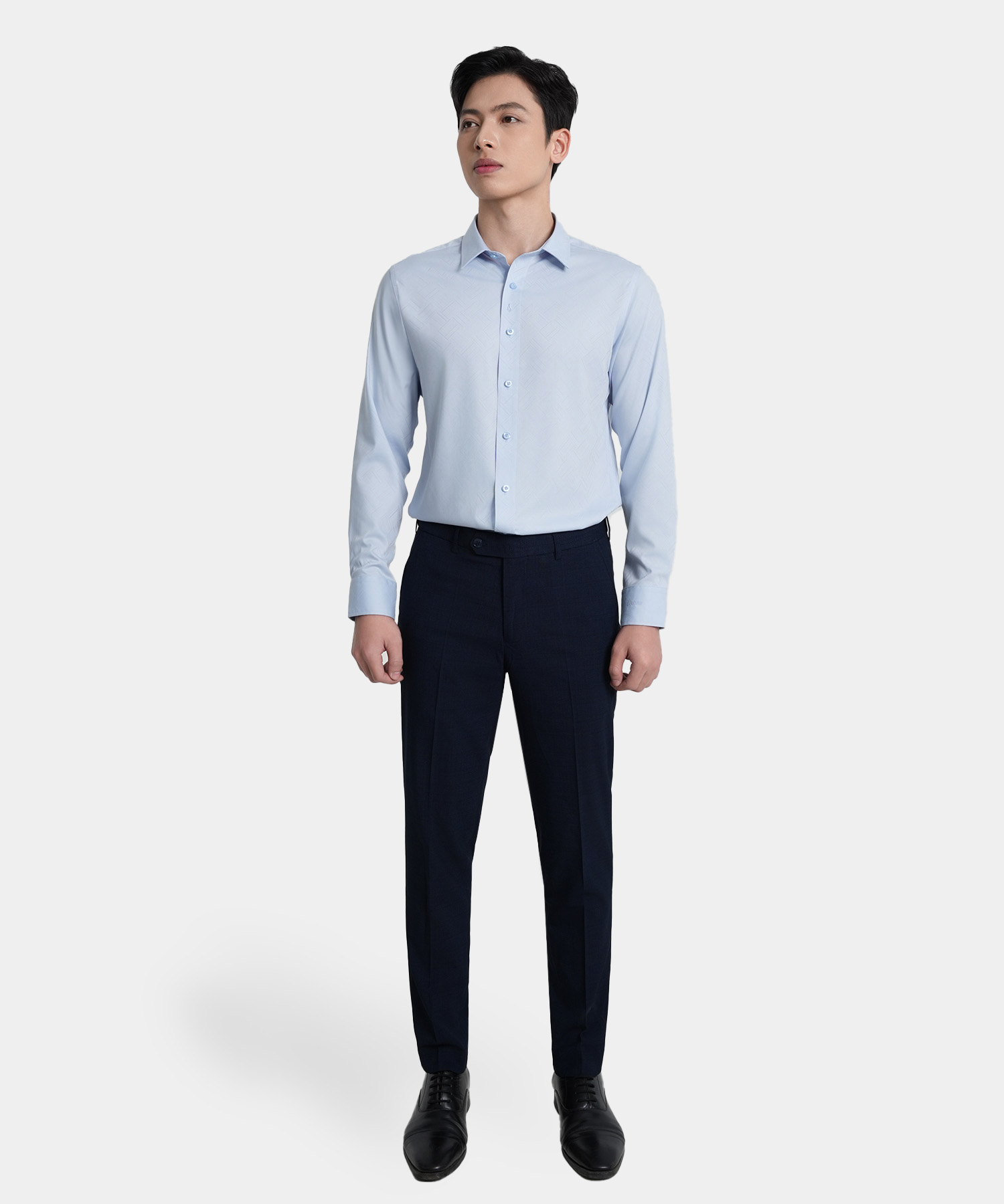 Áo Sơ Mi Dài Tay Nam Hoạ Tiết AS.25.C10 - Xanh