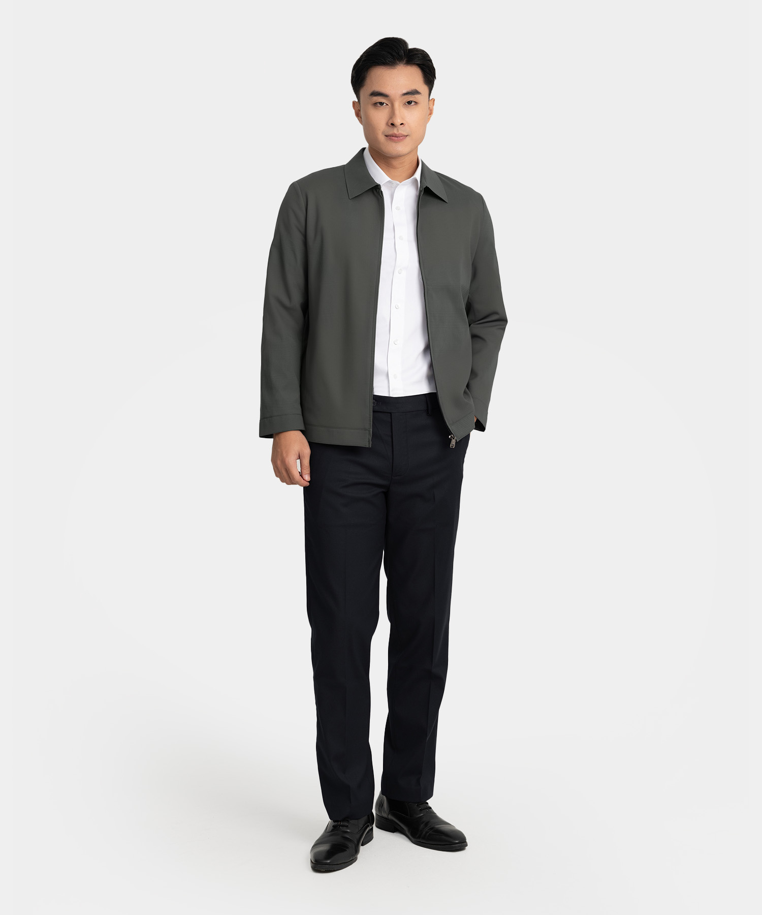 Áo Khoác Cổ Bẻ Họa Tiết Chìm RT.25.B3  - Ghi