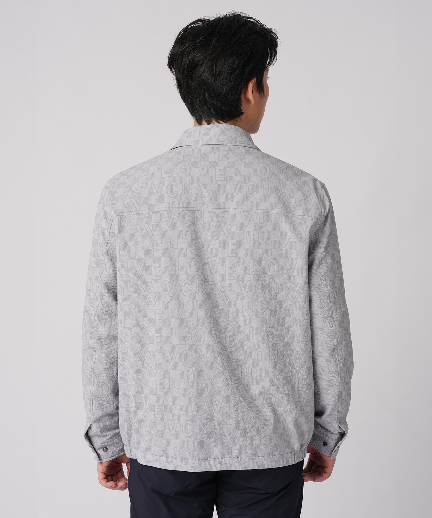 Áo Jacket Cổ Bẻ Nam In Hoạ Tiết RT.25.A5 - Ghi