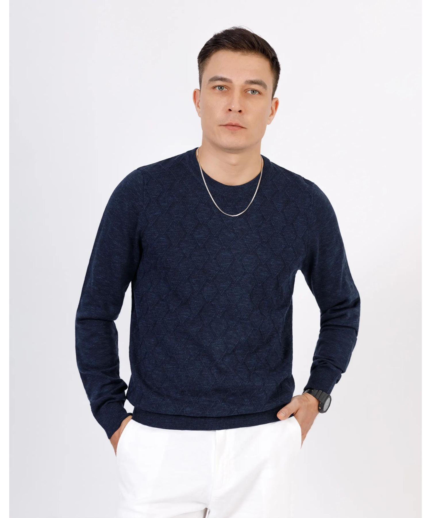 Áo Len Nam Cotton Họa Tiết 2007 - Xám 3