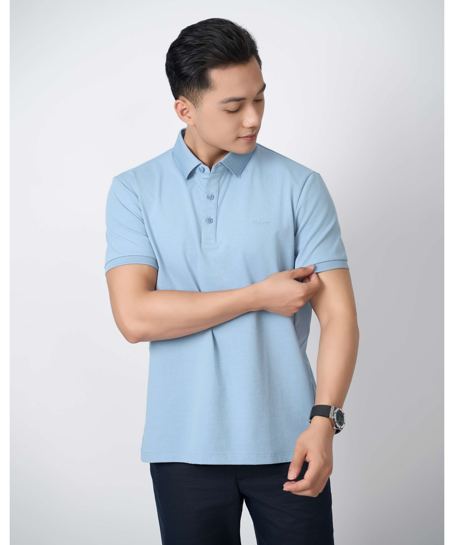 Áo Polo Nam Cotton Trơn 5005 - Xanh Nhạt