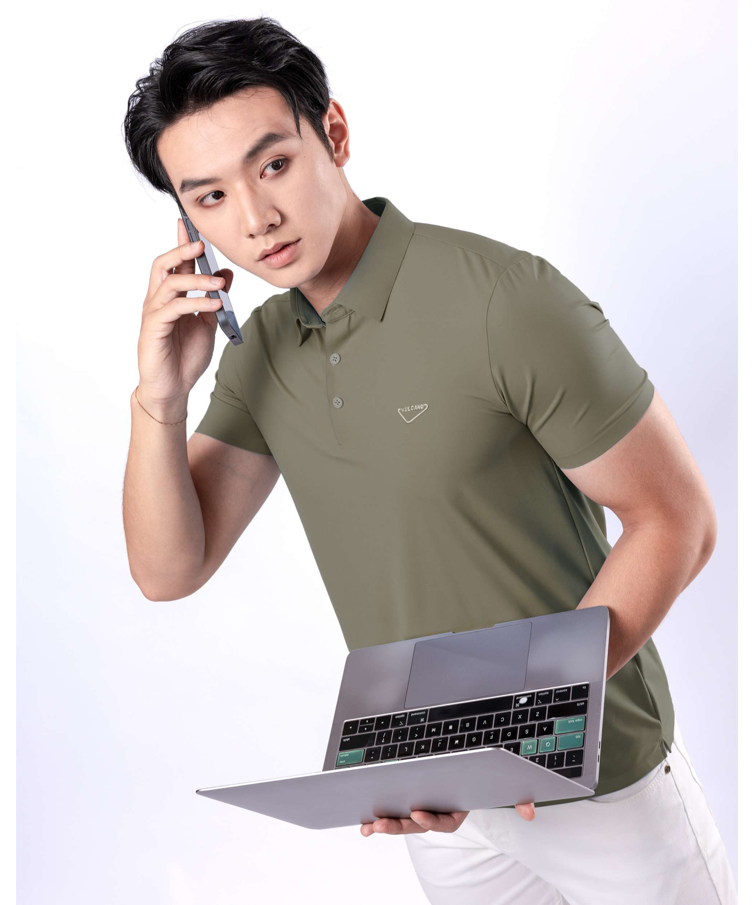Áo Polo Nam Thể Thao Seamless Co Giãn 5003 - Xanh Rêu