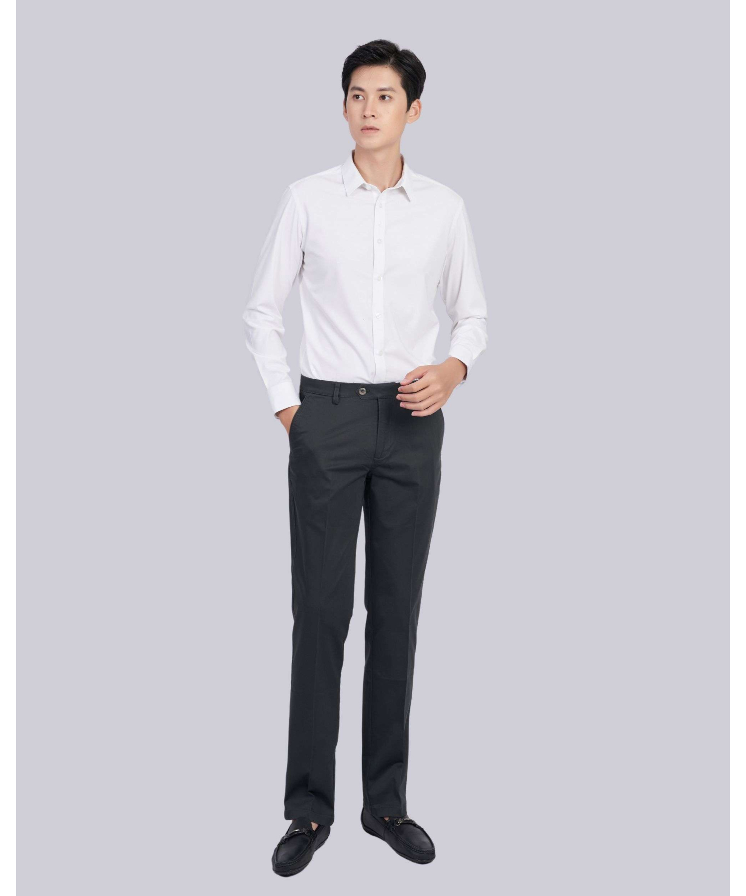 Áo Sơ Mi Dài Tay Nam Màu Trắng 5001W