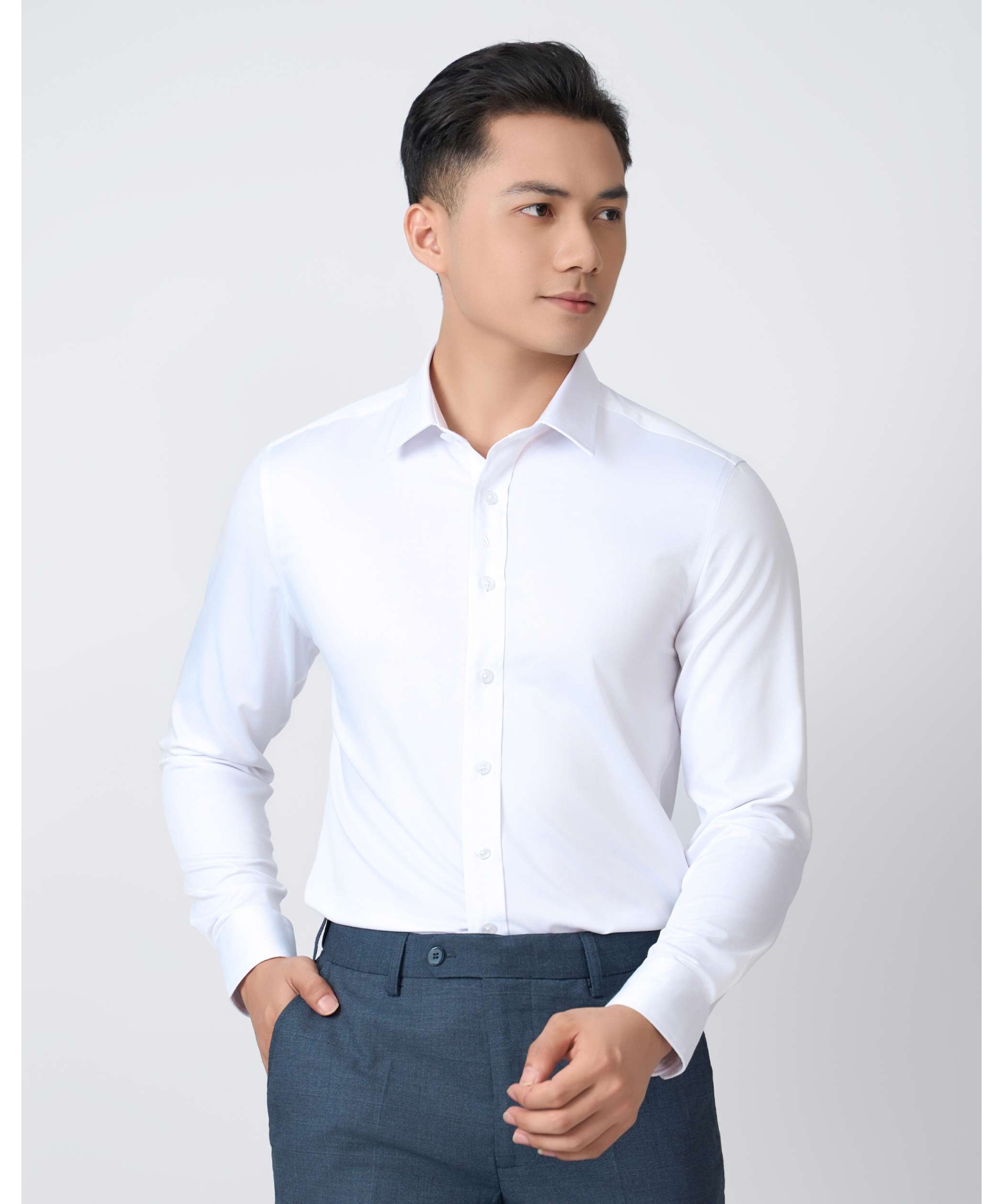 Áo Sơ Mi Dài Tay Nam Màu Trắng AS/WH/25/A2-1