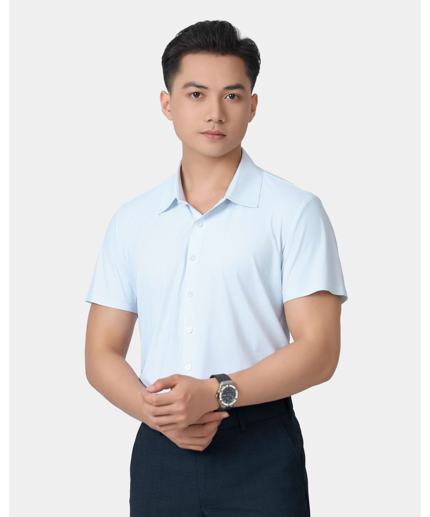 Áo Sơ Mi Ngắn Tay Nam Co Giãn Premium 5025A