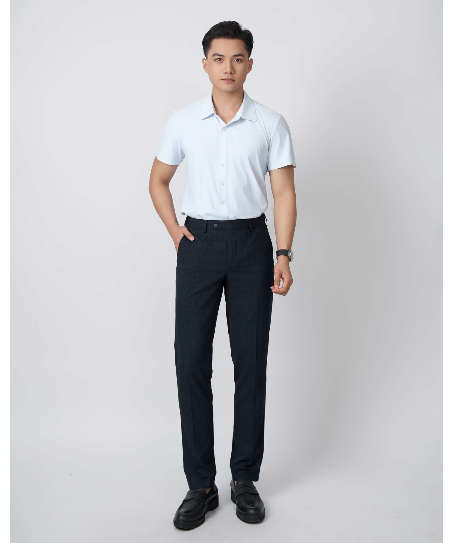 Áo Sơ Mi Ngắn Tay Nam Co Giãn Premium 5025A