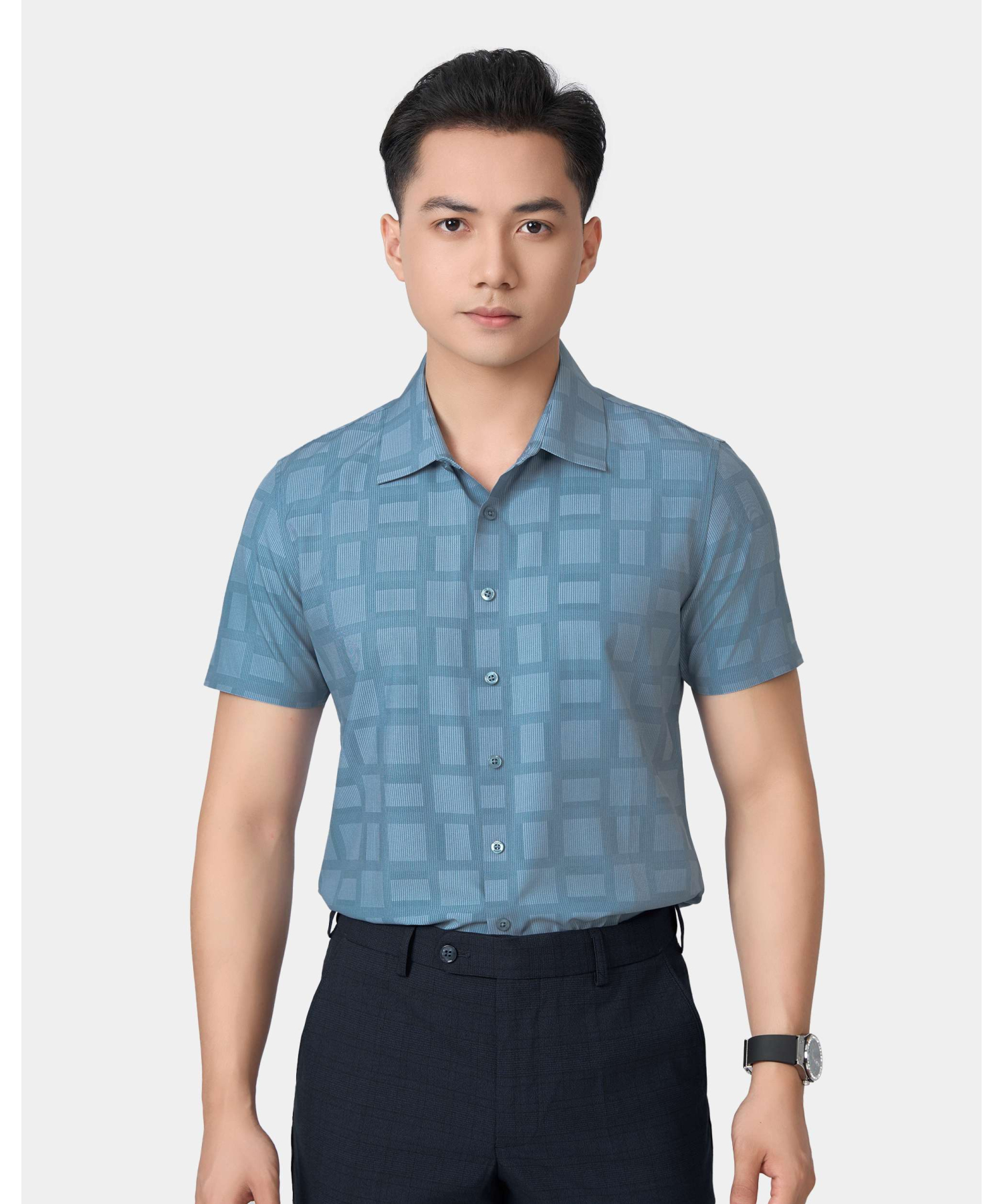 Áo Sơ Mi Ngắn Tay Nam Kẻ Ô 5018A