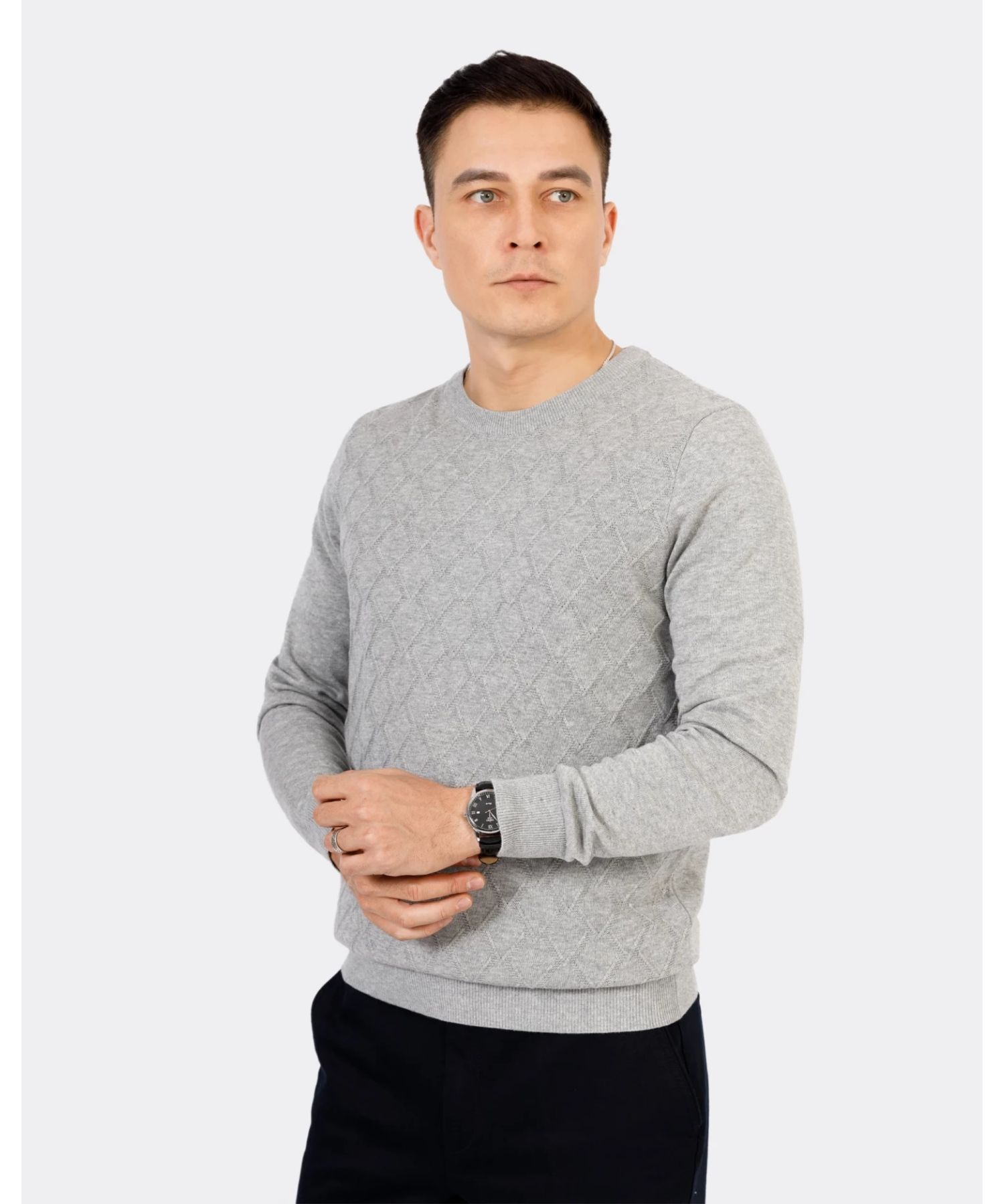 Áo Len Nam Cotton Họa Tiết 2007 - Xám 2