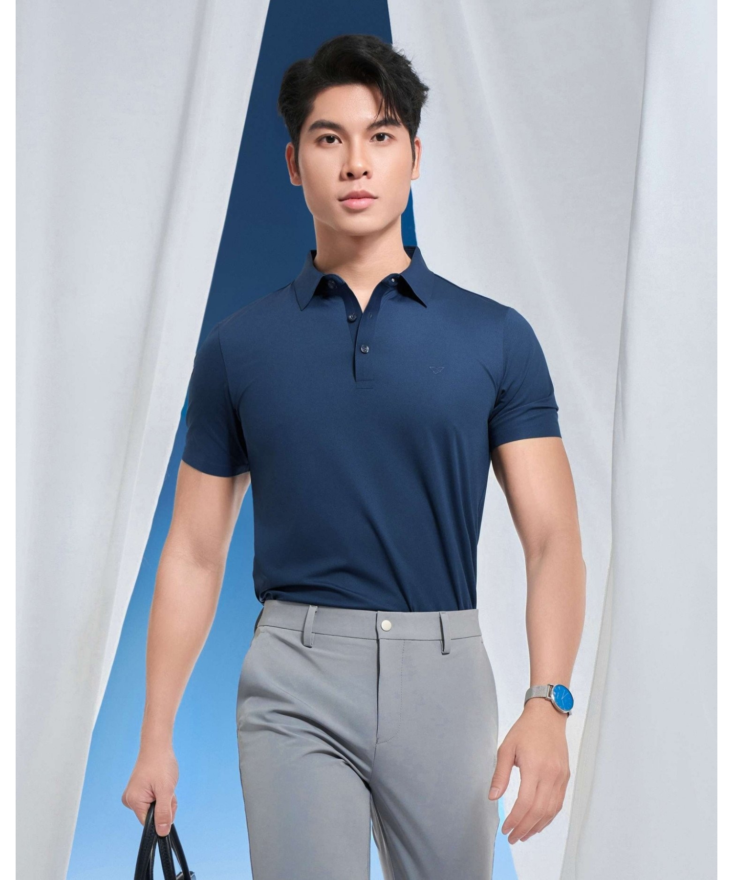 Áo Polo Nam Cotton Trơn 5005 - Xanh Tím Than