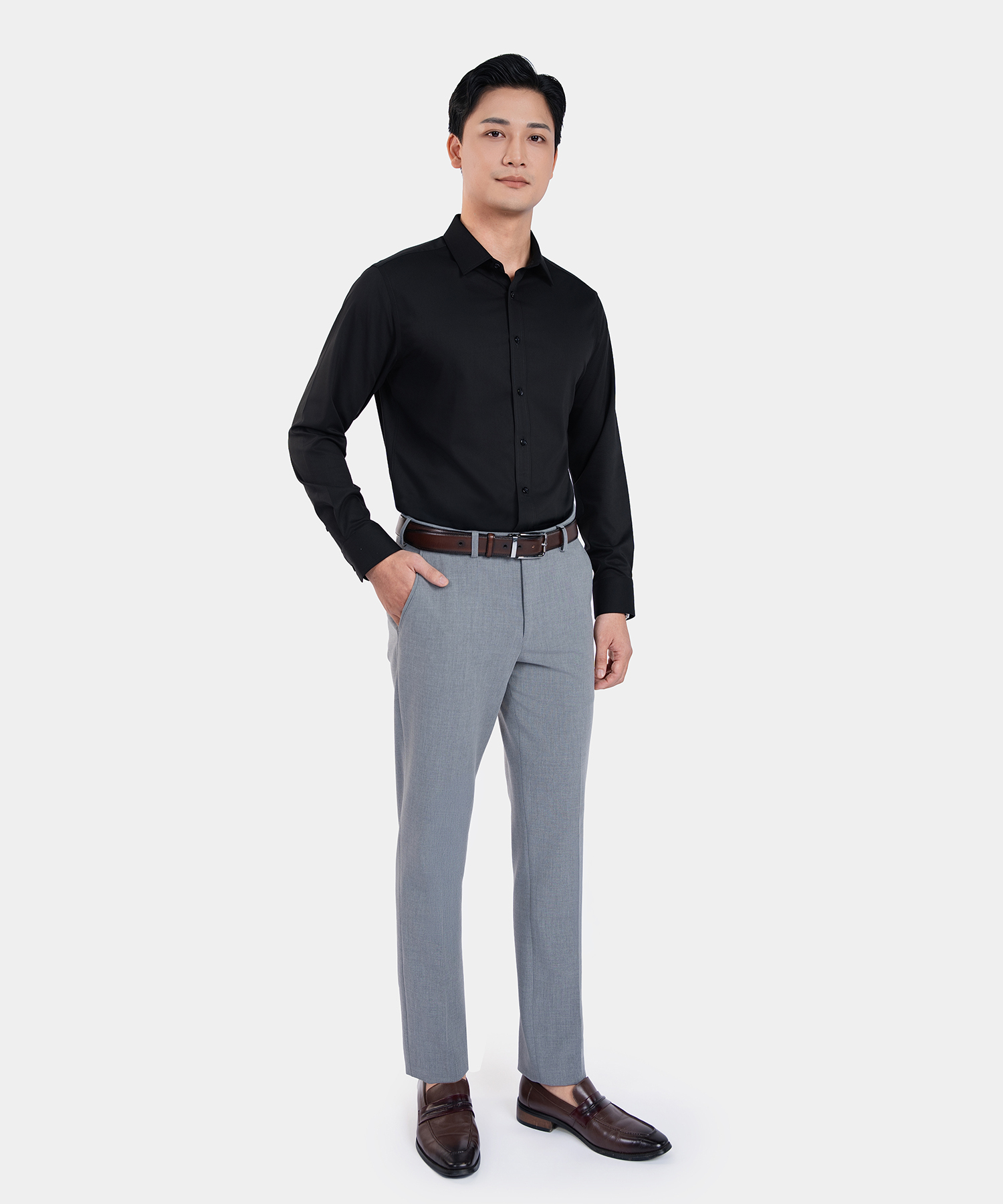 Áo Sơ Mi Dài Tay Nam Màu Đen  AS26A0309