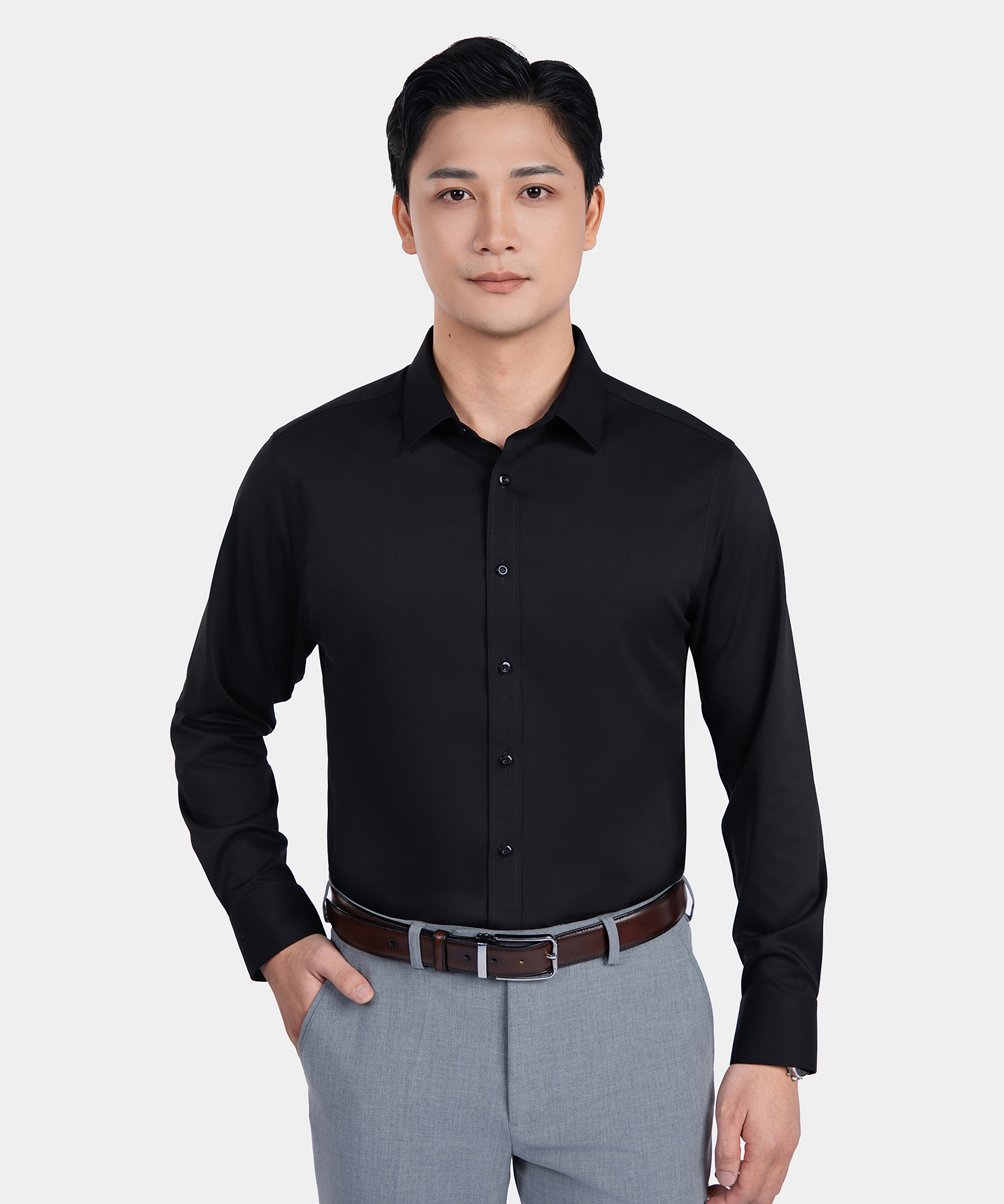 Áo Sơ Mi Dài Tay Nam Màu Đen  AS26A0309