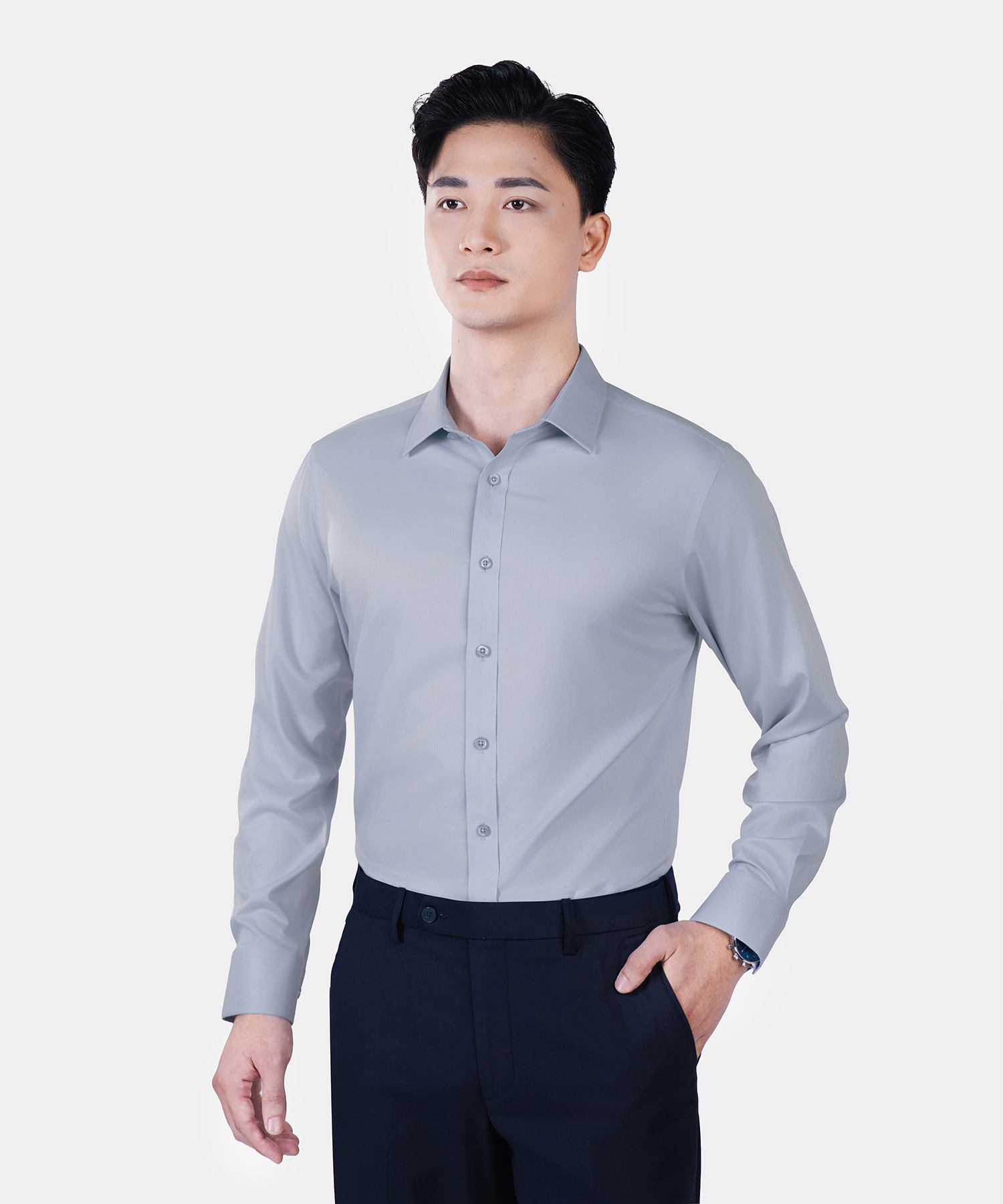 Áo Sơ Mi Nam Dài Tay Nam Màu Ghi  ASAR26A0332