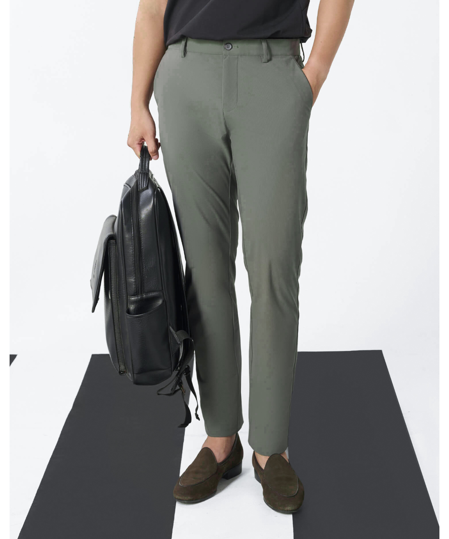 Quần Dài Kaki Nam Co Giãn 5003 - Xanh Rêu