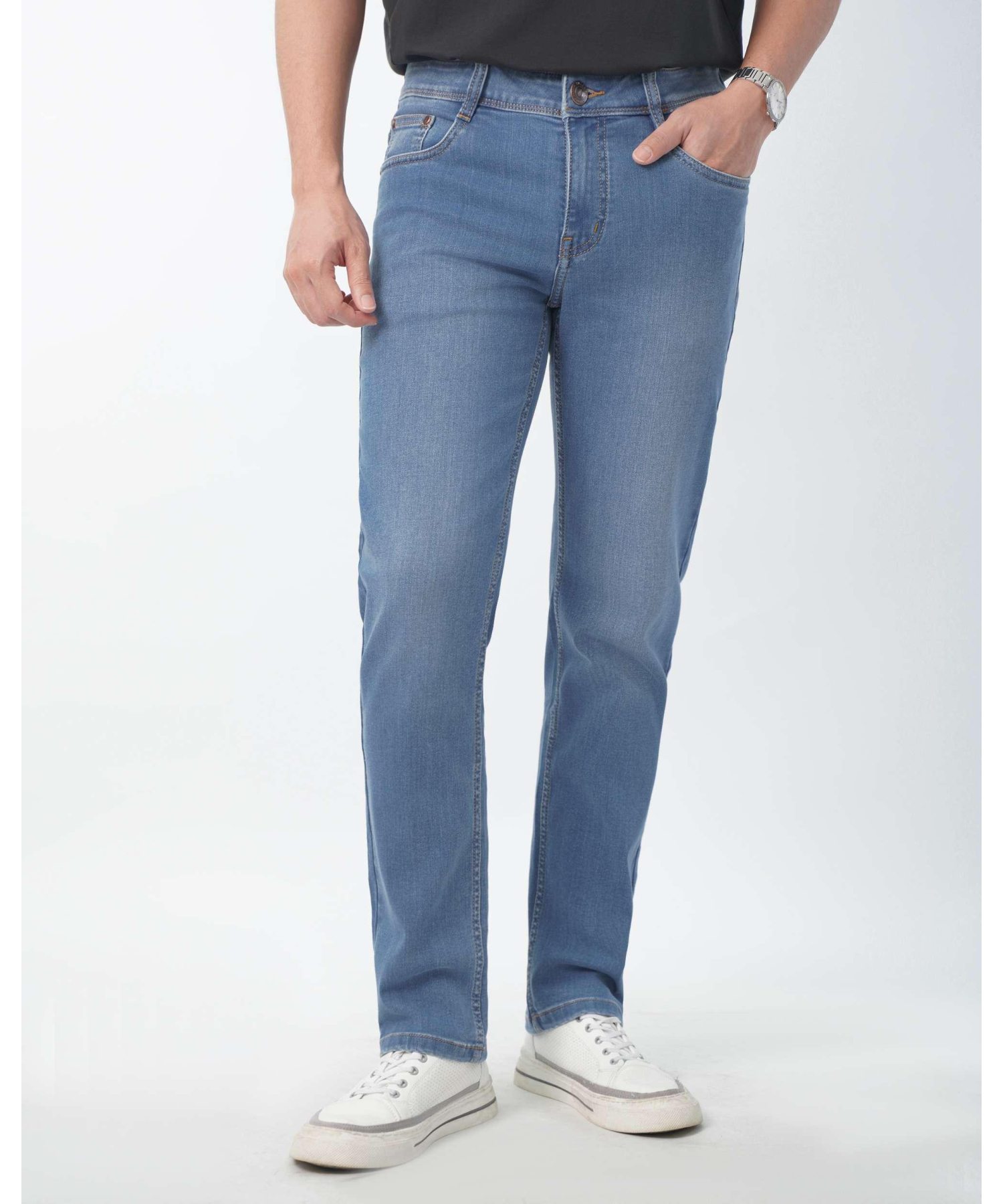 Quần Jeans Nam Màu Xanh Nhạt Co Giãn 5002A