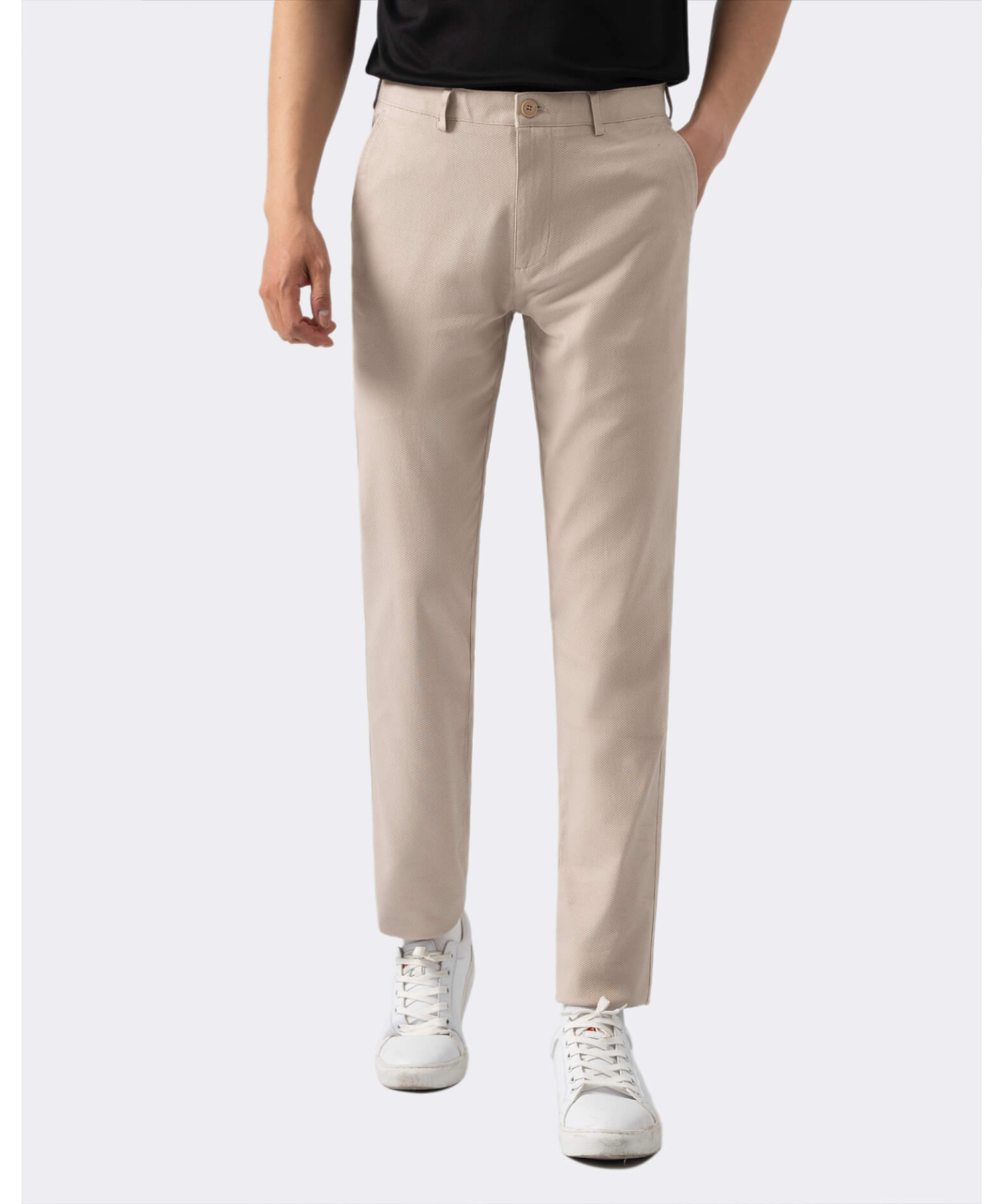Quần Kaki Nam Dáng Slim Vân Vải Gai 4001 - Be