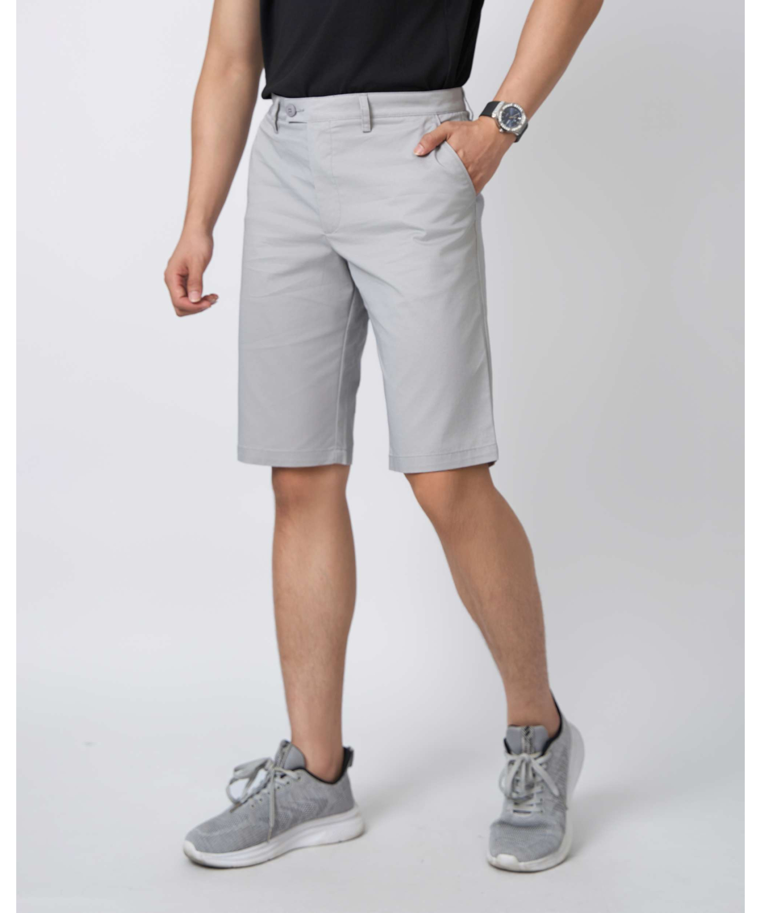 Quần Short Nam Trơn Cotton 5004 - Ghi