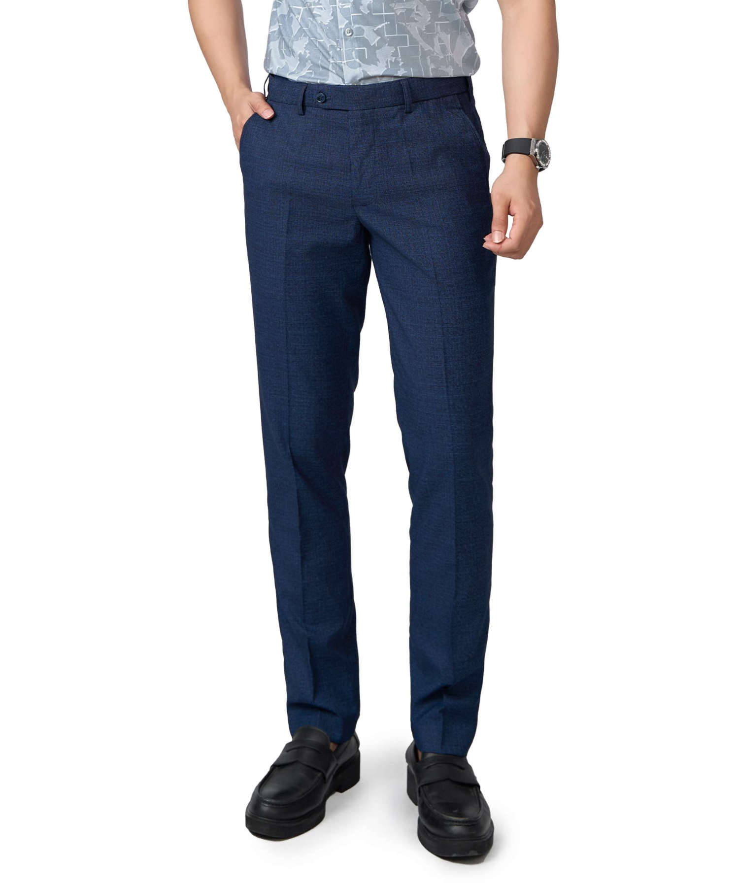 Quần Âu Nam Cạp Chun Màu Xanh Tím Than 5010A