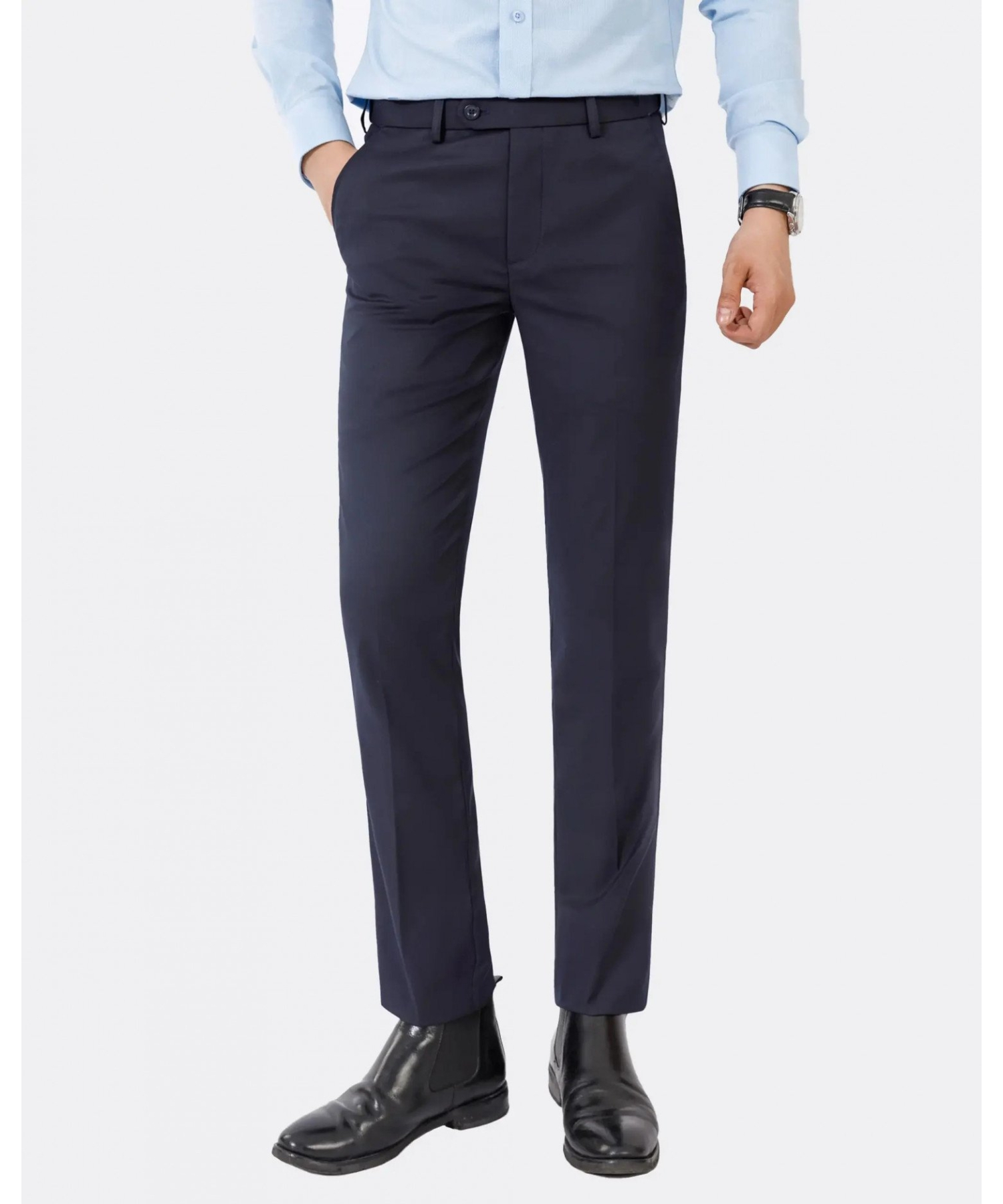 Quần Âu Nam Cạp Chun 3008 - Xanh Tím Than