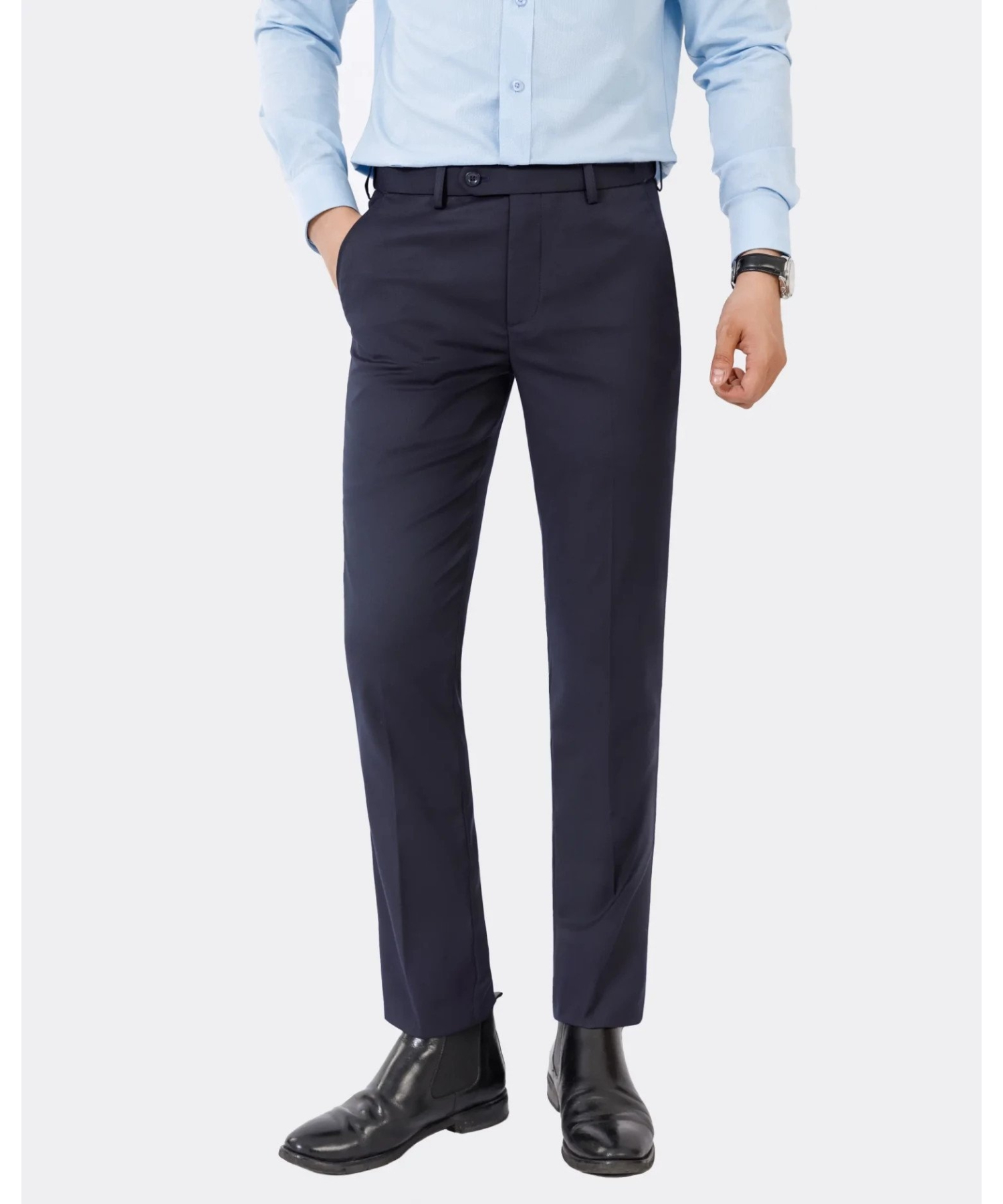 Quần Âu Nam Cạp Chun 3008 - Xanh Tím Than