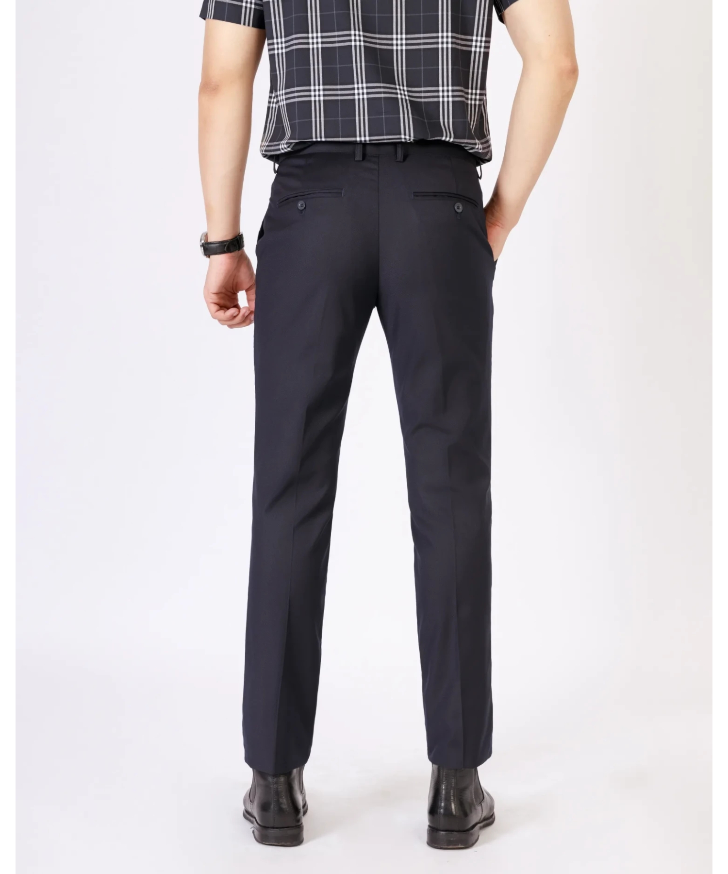 Quần Âu Nam Cạp Phối 3007 - Xanh Tím Than