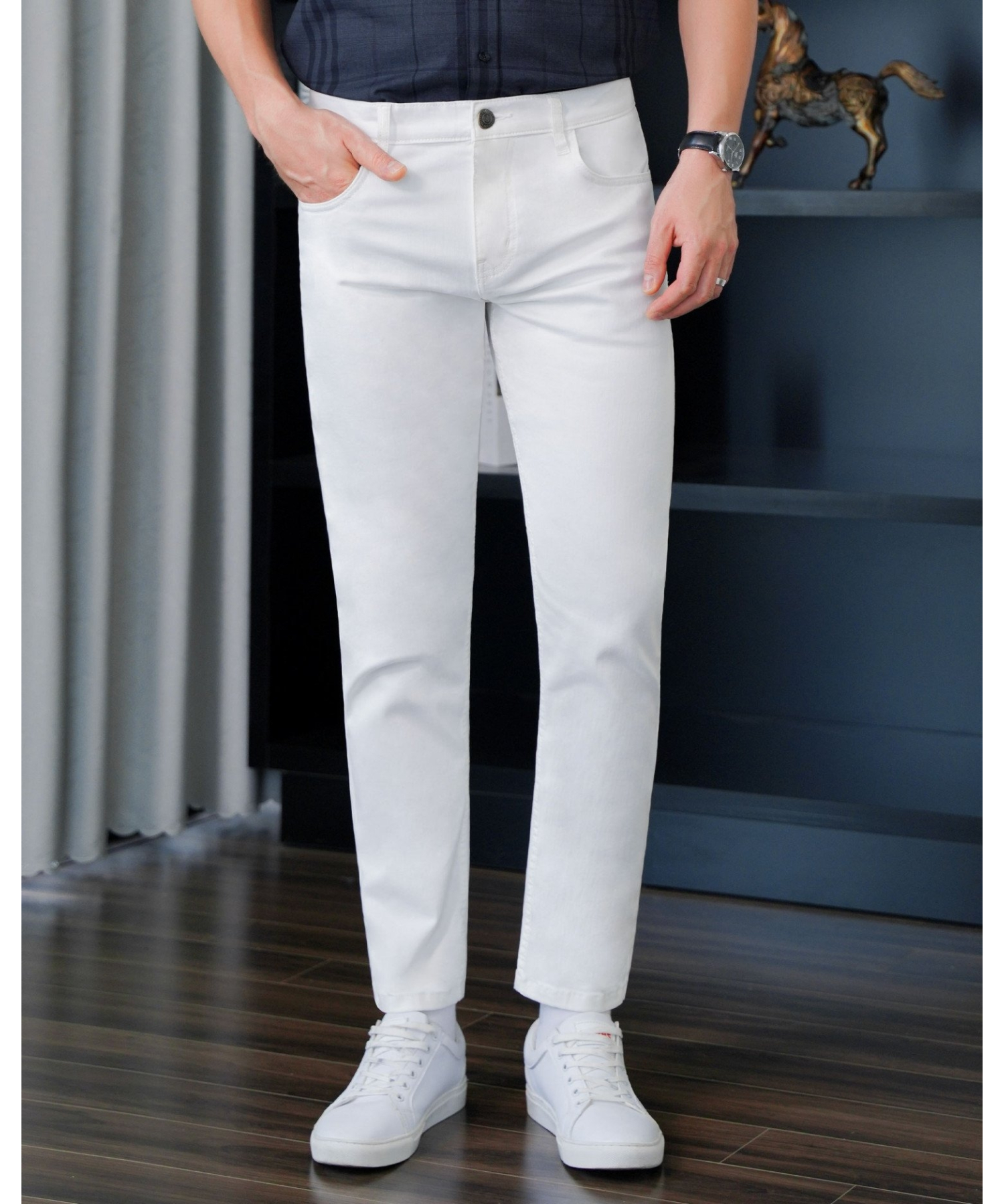 Quần Jeans Nam Dáng Slimfit Màu Trắng 4005W
