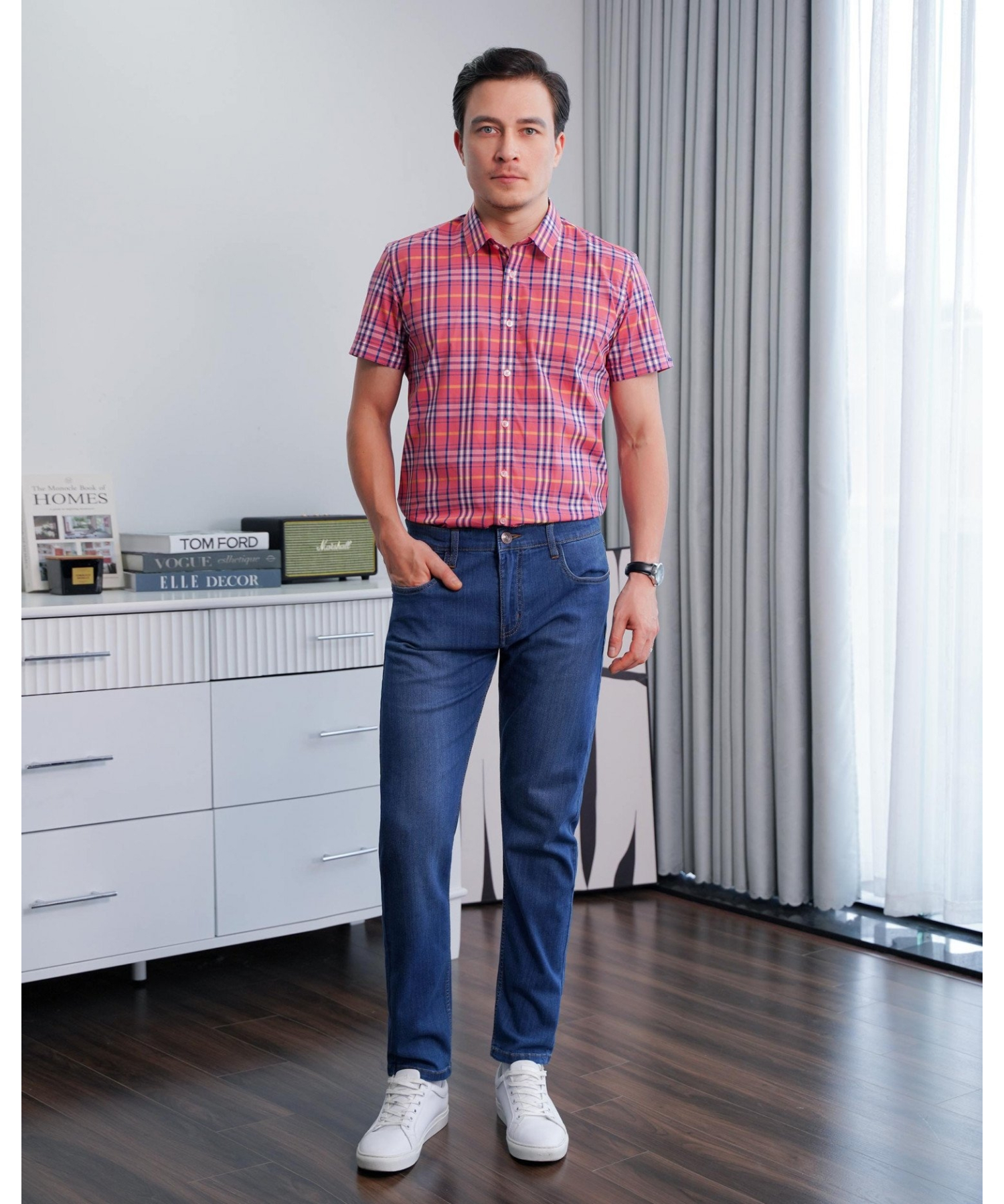 Quần Jeans Nam Dáng Slimfit Màu Xanh 4003A
