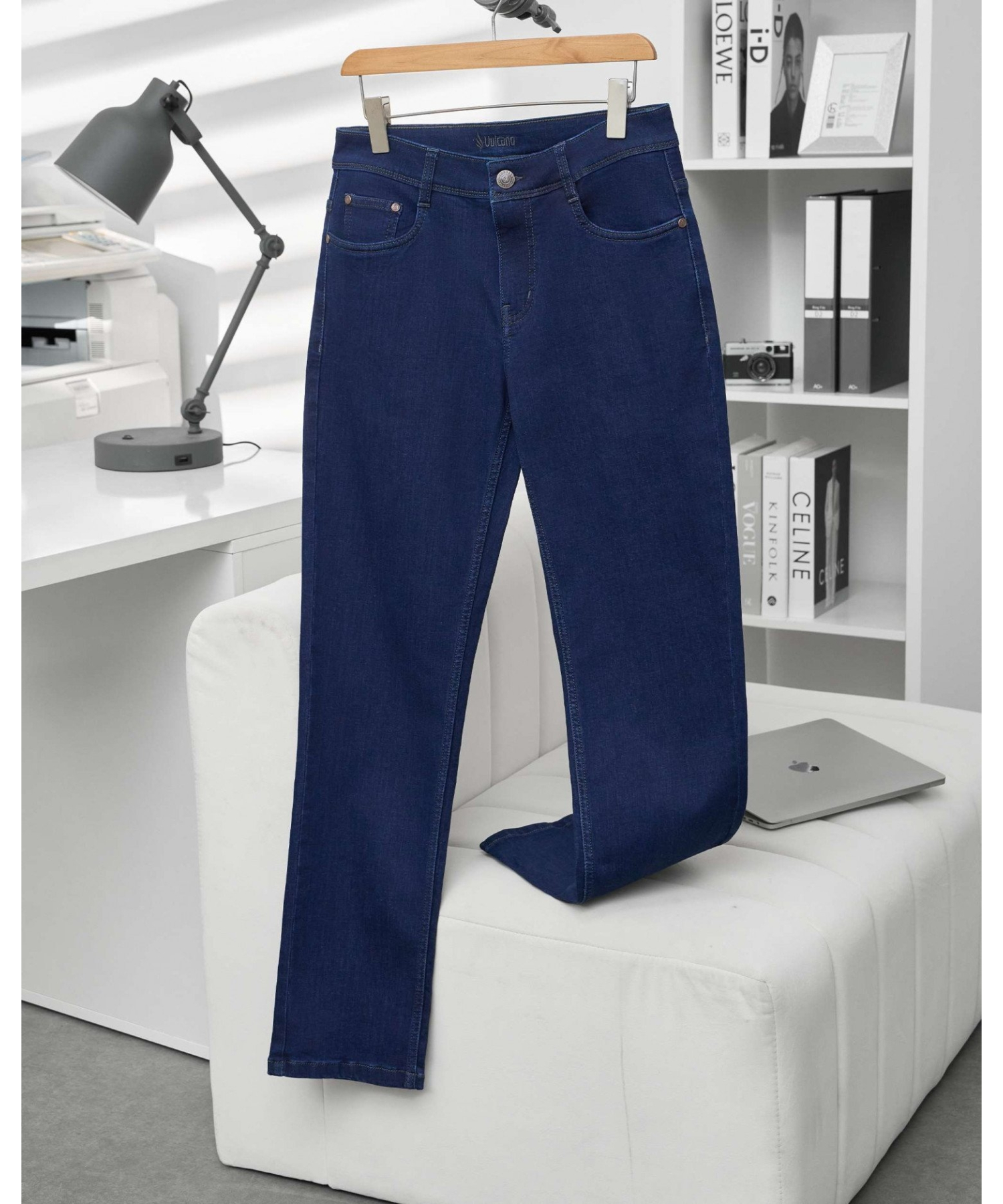Quần Jeans Nam Dáng Suông Màu Xanh Co Giãn 5003A