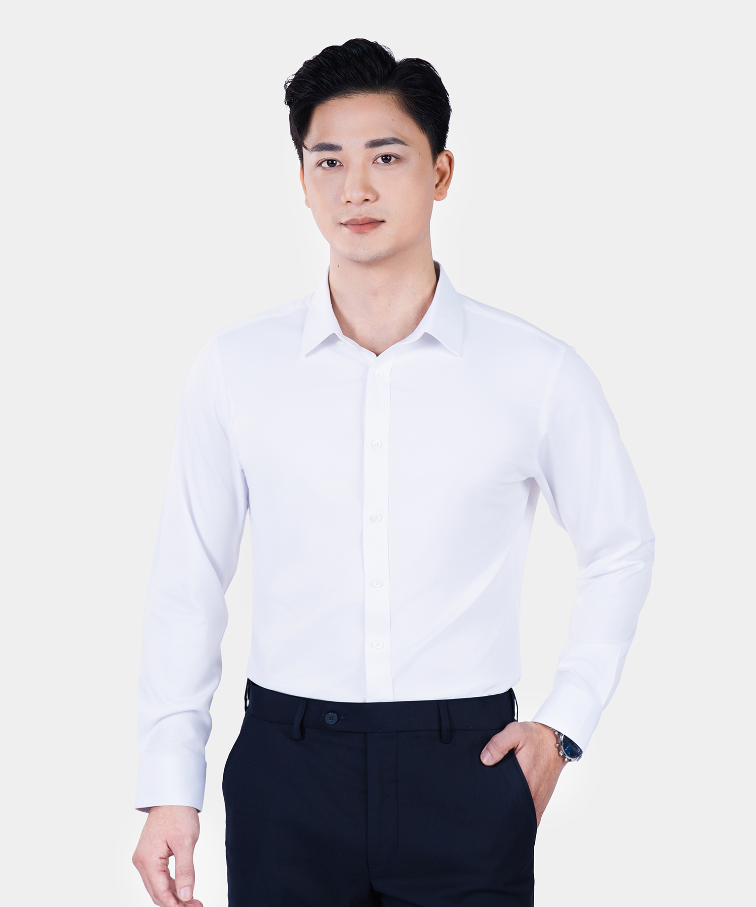 Áo Sơ Mi Nam Dài Tay Màu Trắng ASAR26A0300