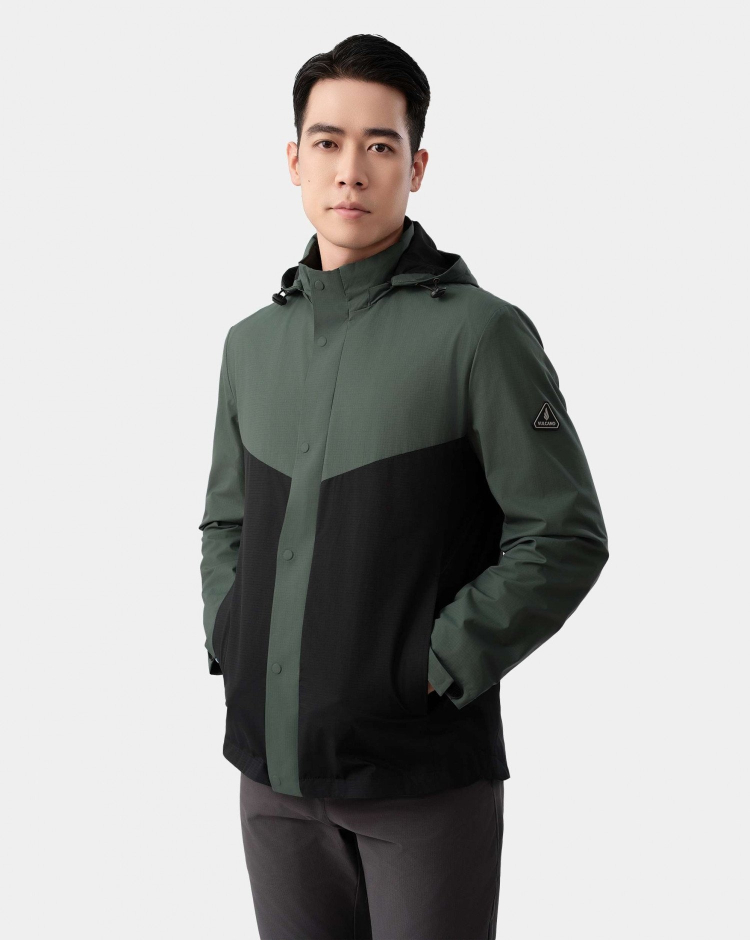 Áo Khoác Thể Thao Nam Có Mũ Chống Nước 4002 - Xanh Rêu