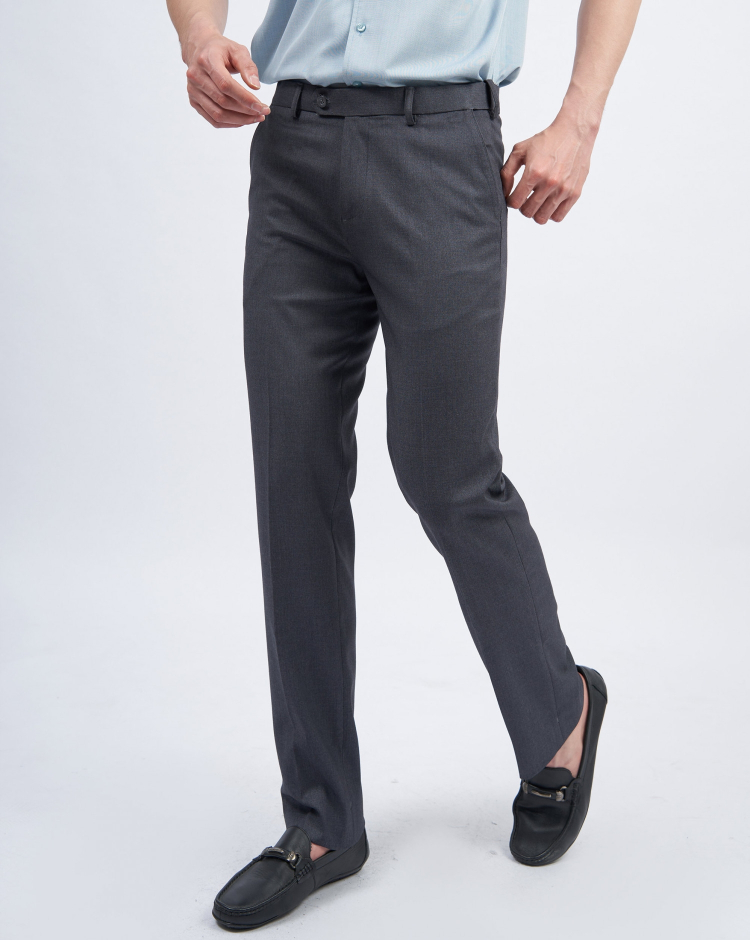 Quần Âu Nam Dáng Suông Màu Đen Trơn 2030 - Xám