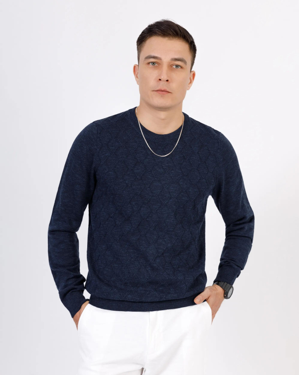 Áo Len Nam Cotton Họa Tiết 2007E Xám 3