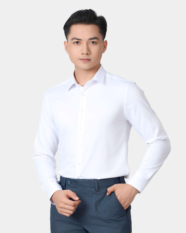 Áo Sơ Mi Dài Tay Nam Màu Trắng 5049W